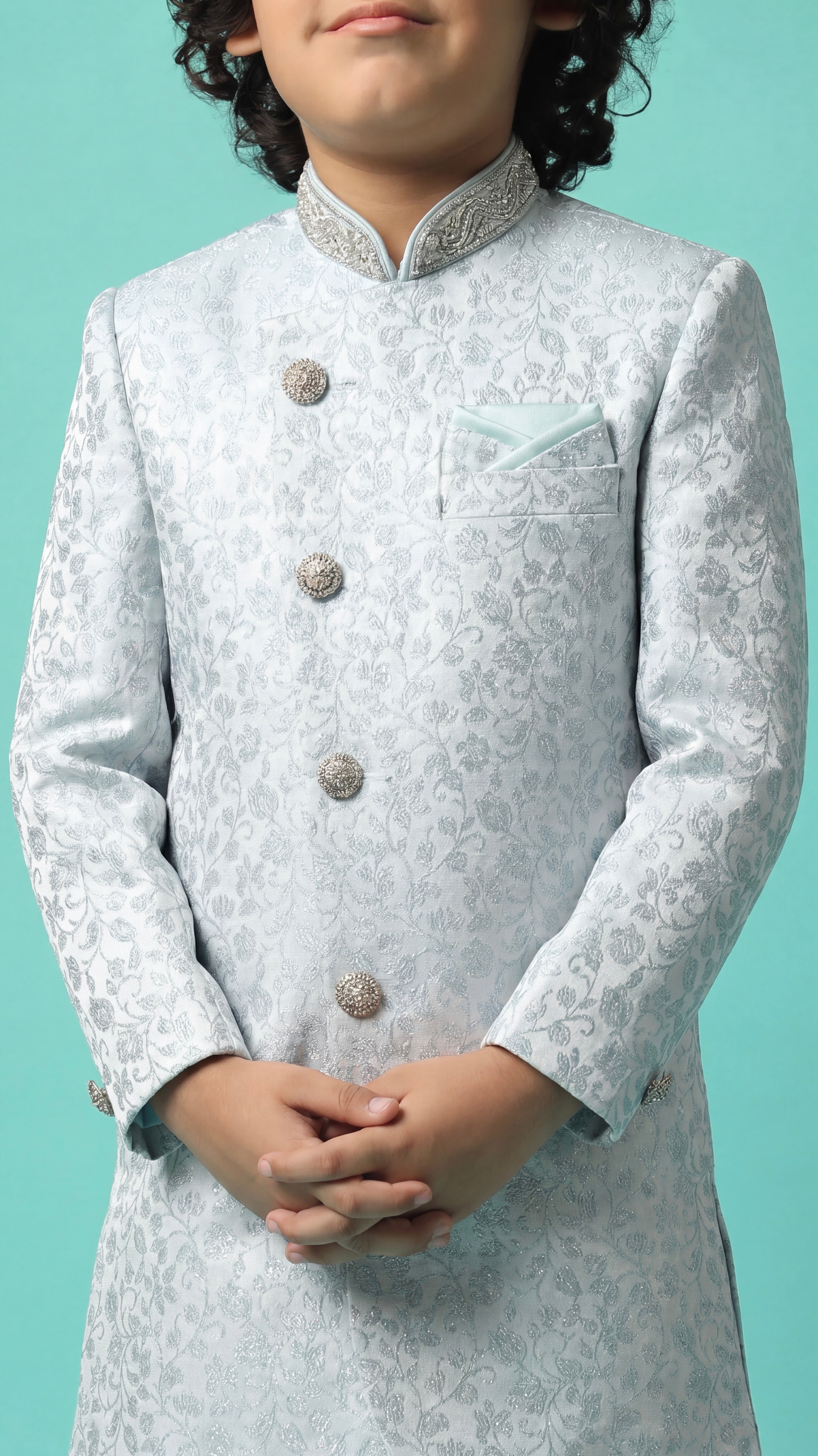 Ice Blue sherwani set for boys