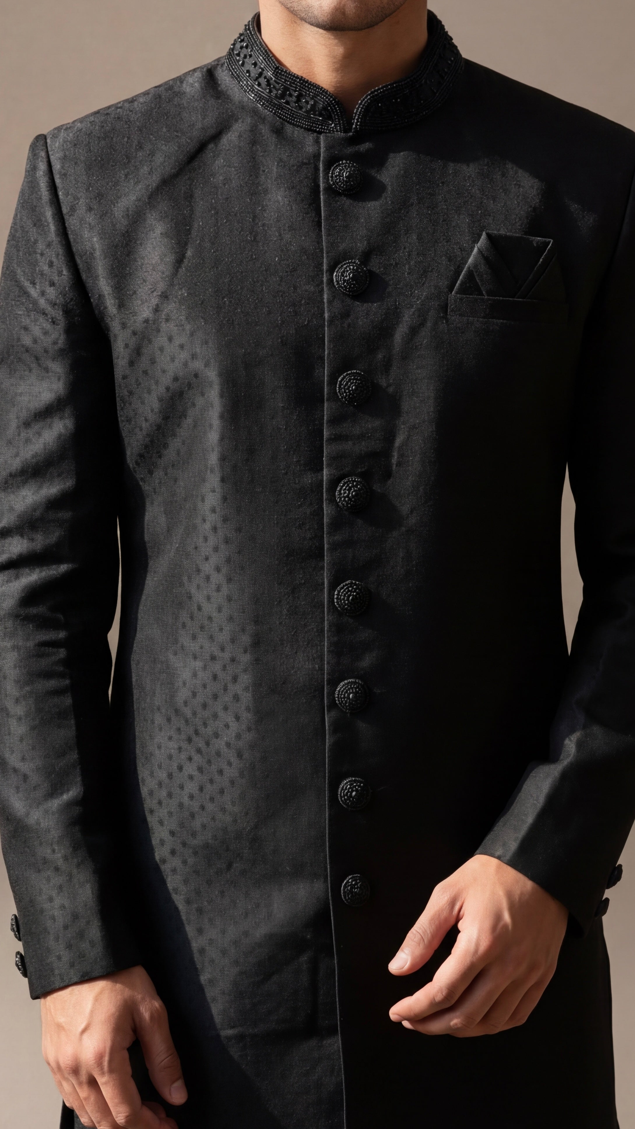 Jet Black Royal Sherwani Set