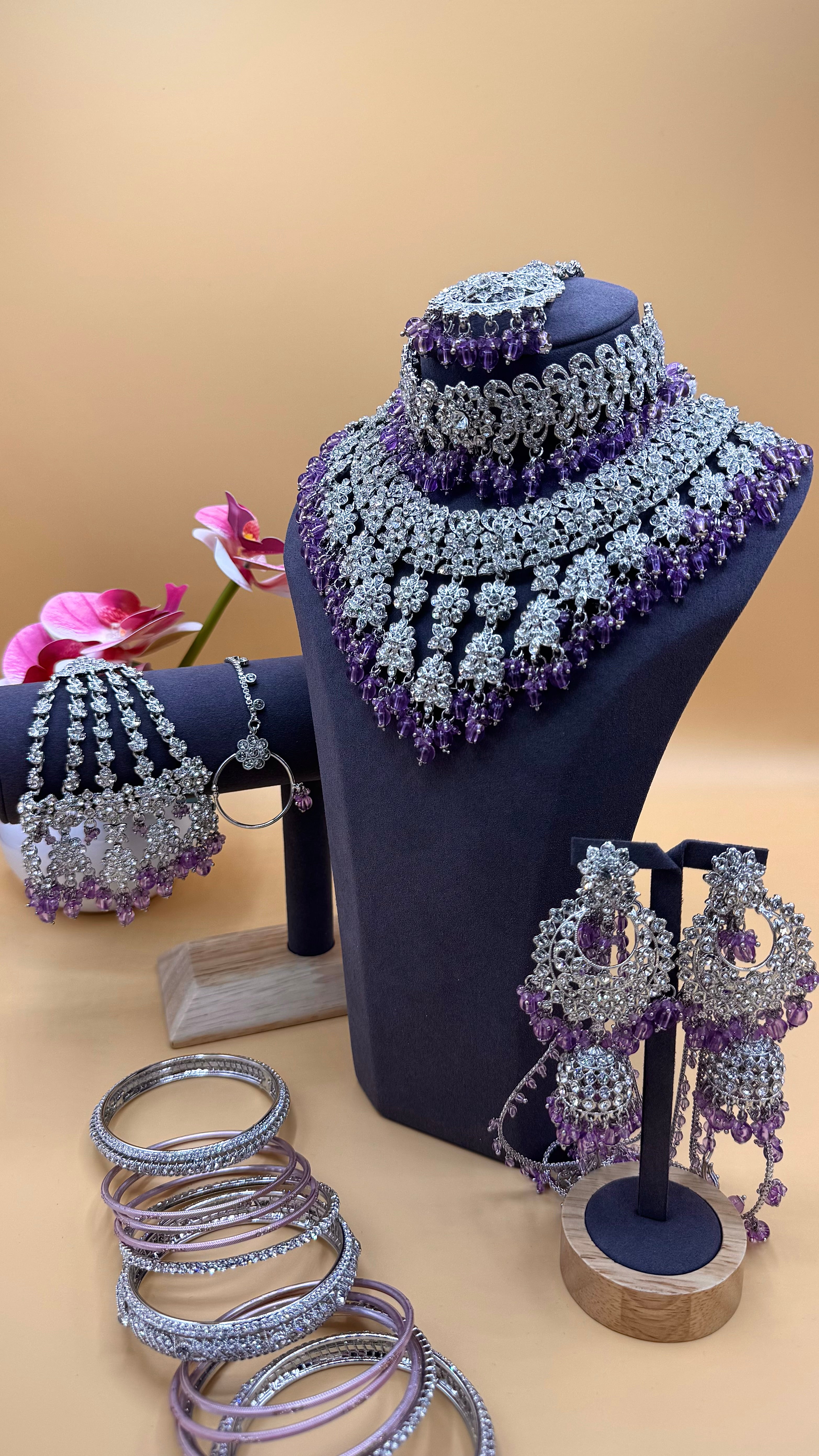 Imperial Amethyst Bridal necklace Set