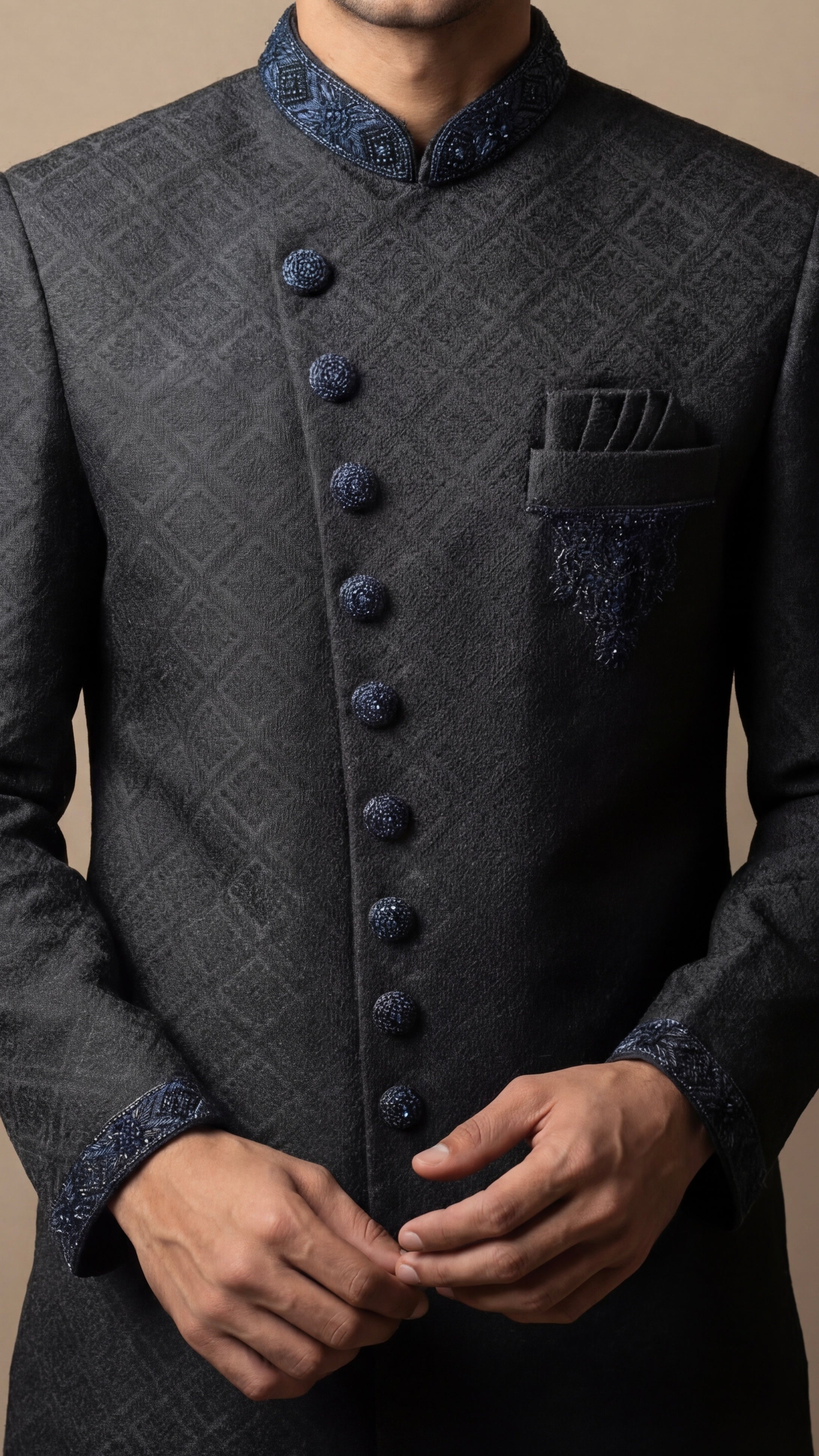 Charcoal Grey Classic Sherwani Set