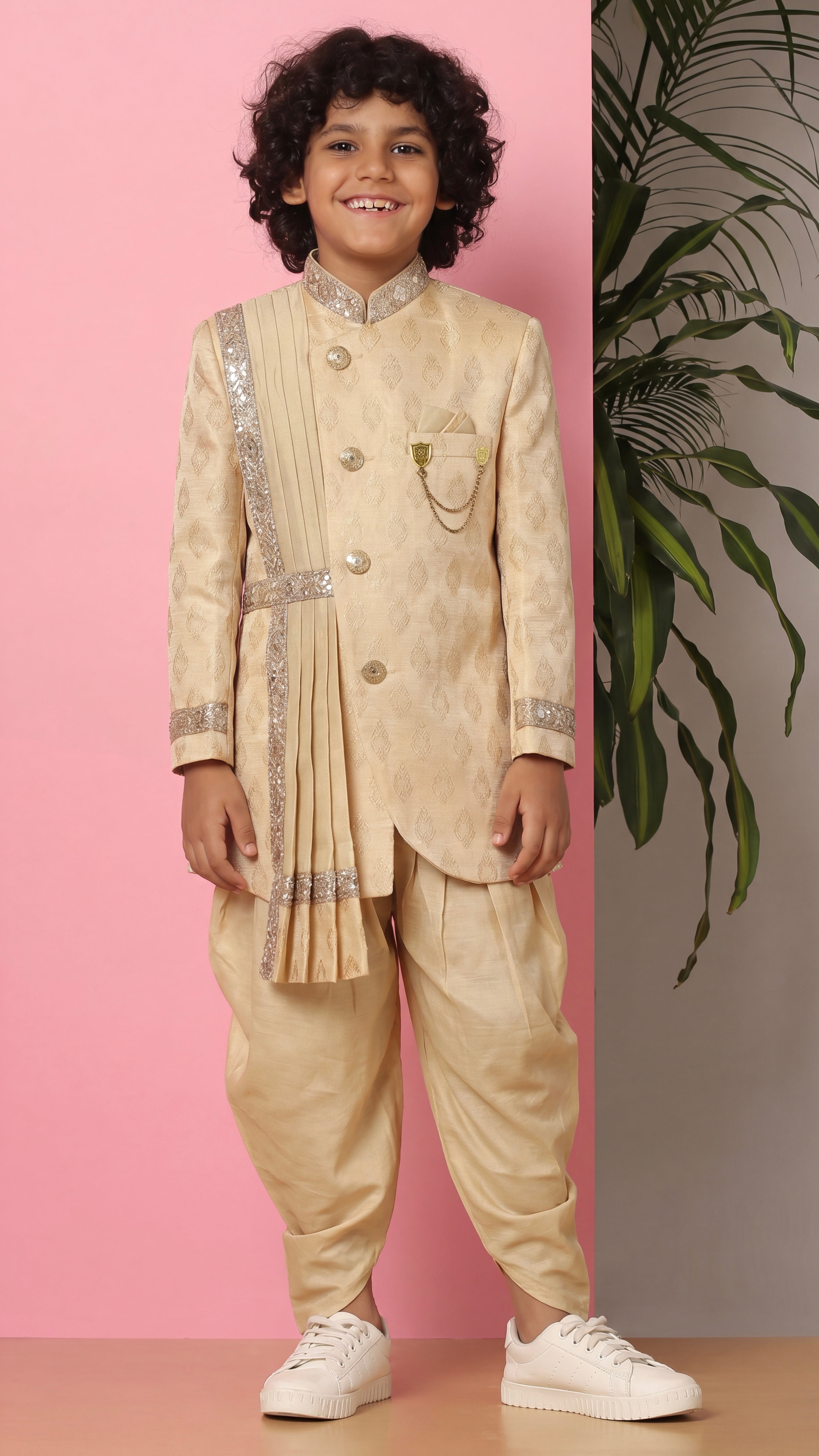 Gold sherwani set for boys