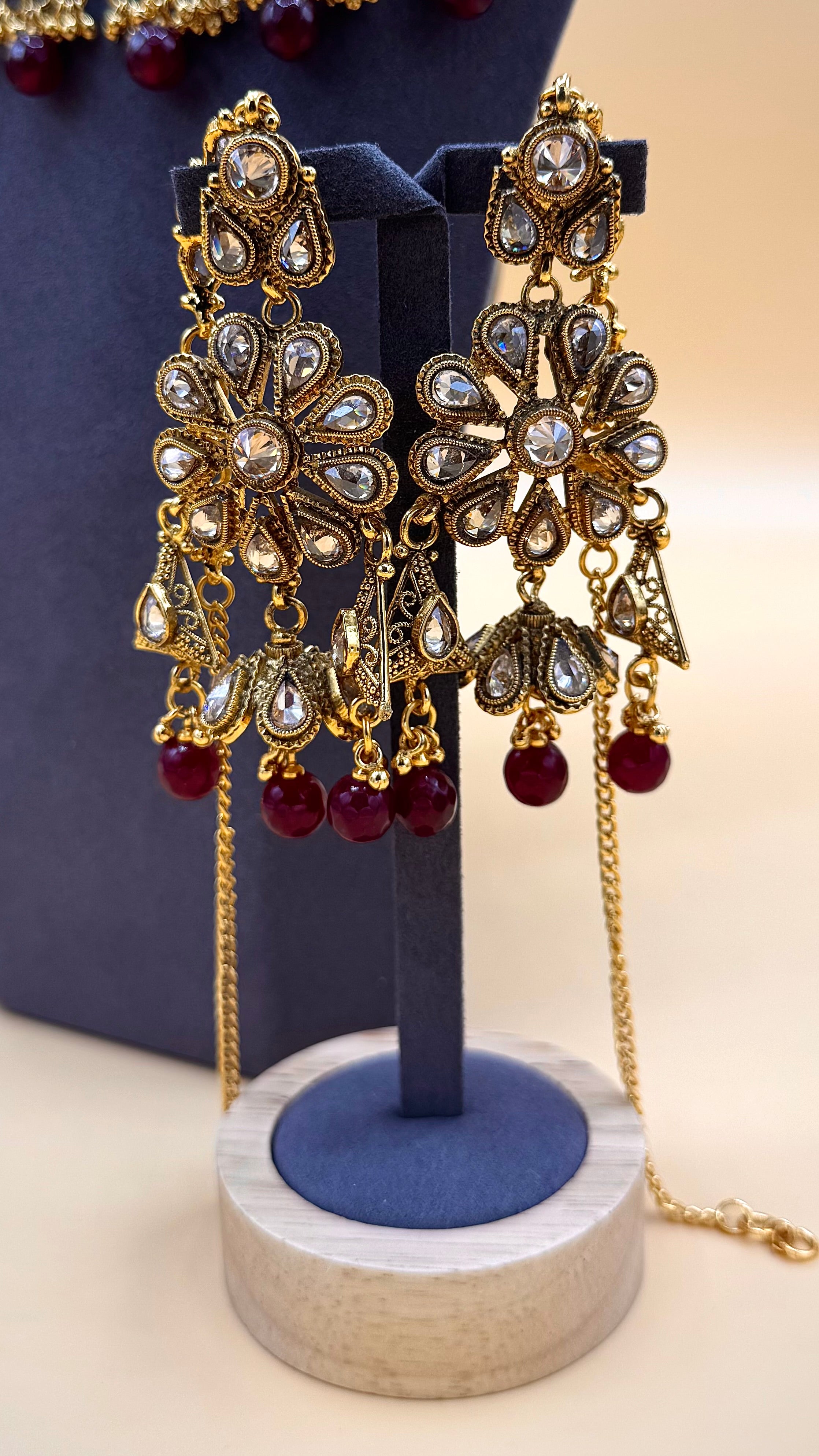 Zarina Bridal Ruby Gold Choker Set