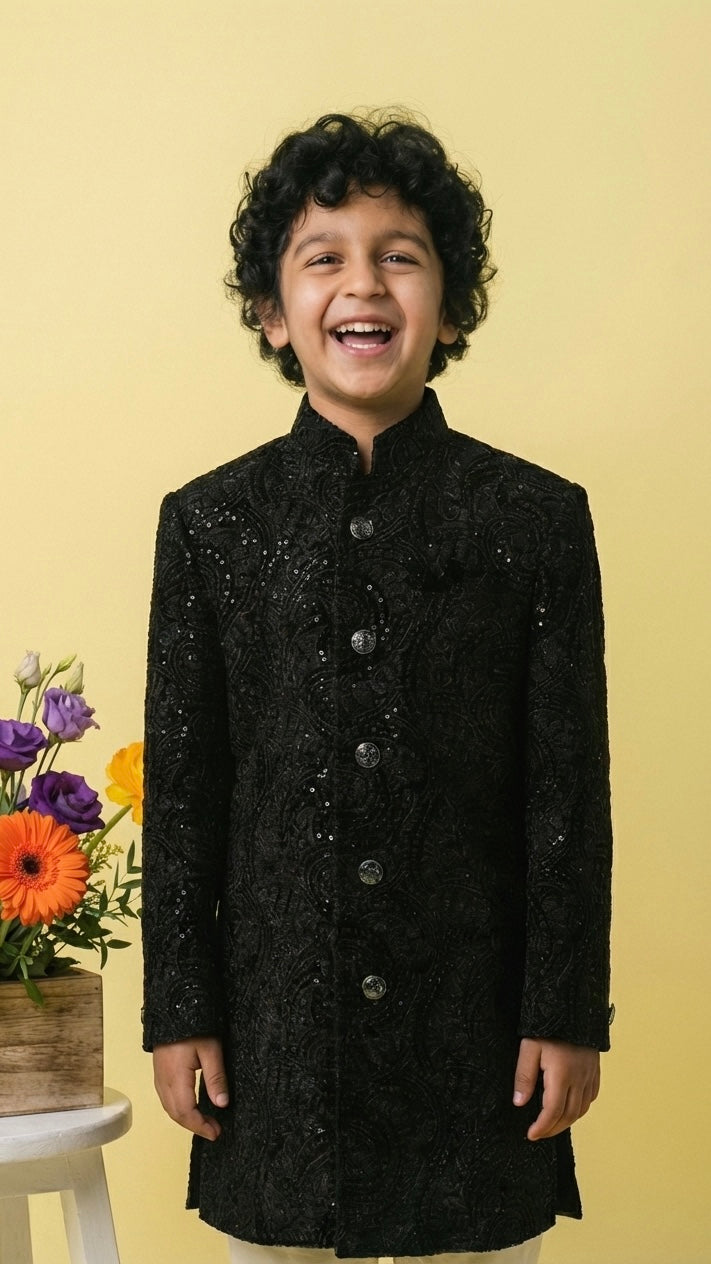 Noir Sherwani Set for Boys