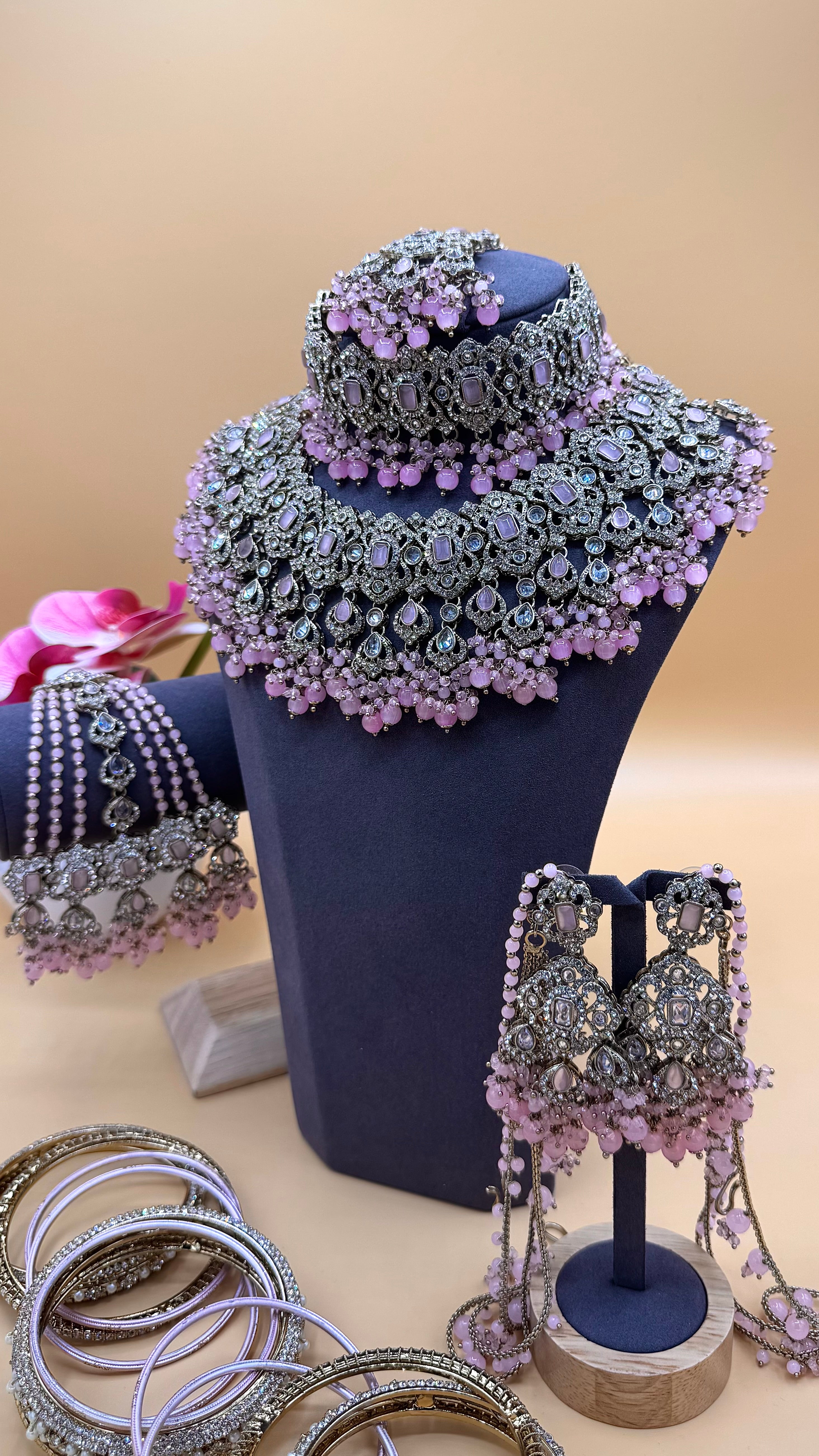Blush Radiance Bridal necklace Set