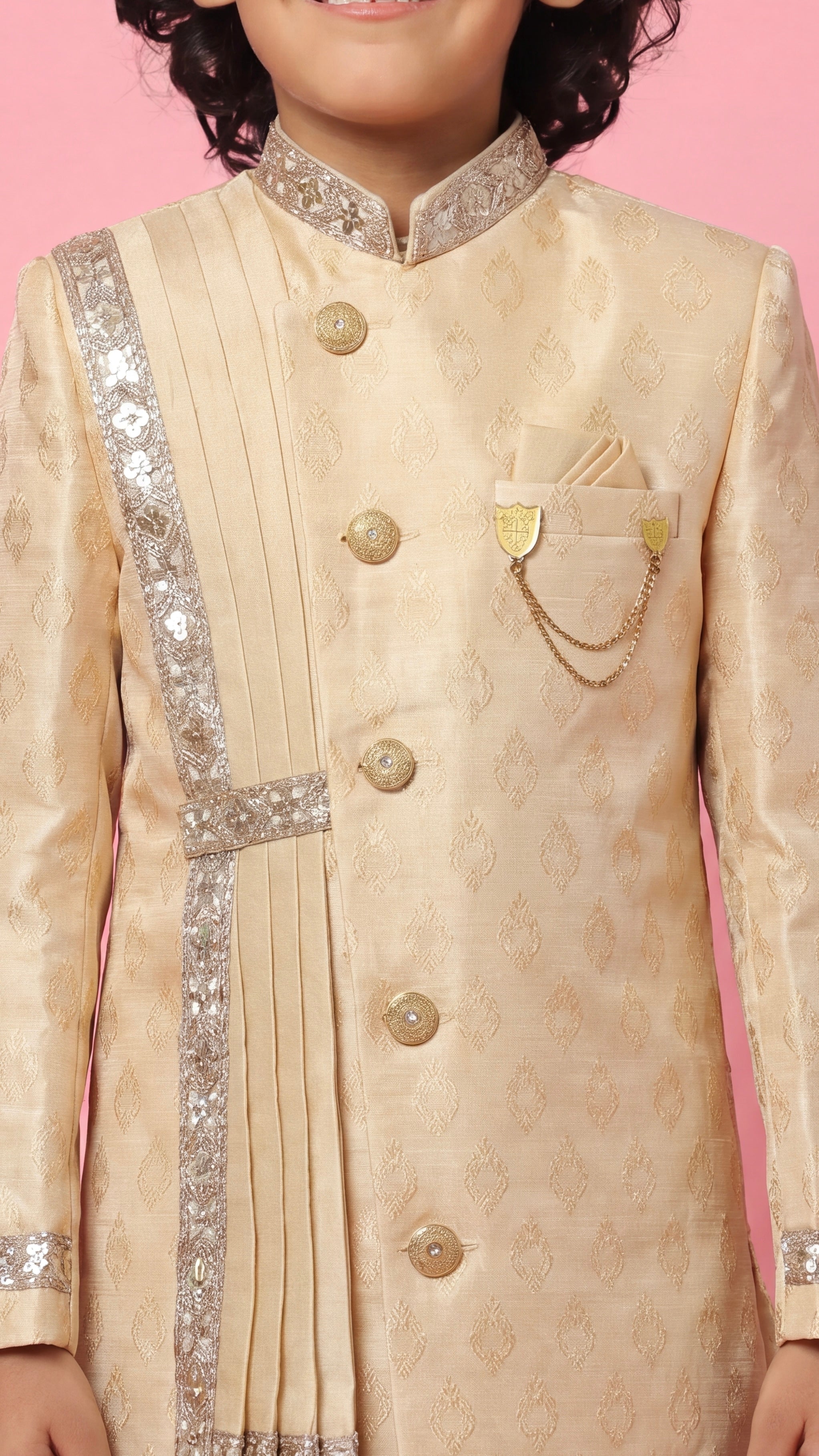 Gold sherwani set for boys