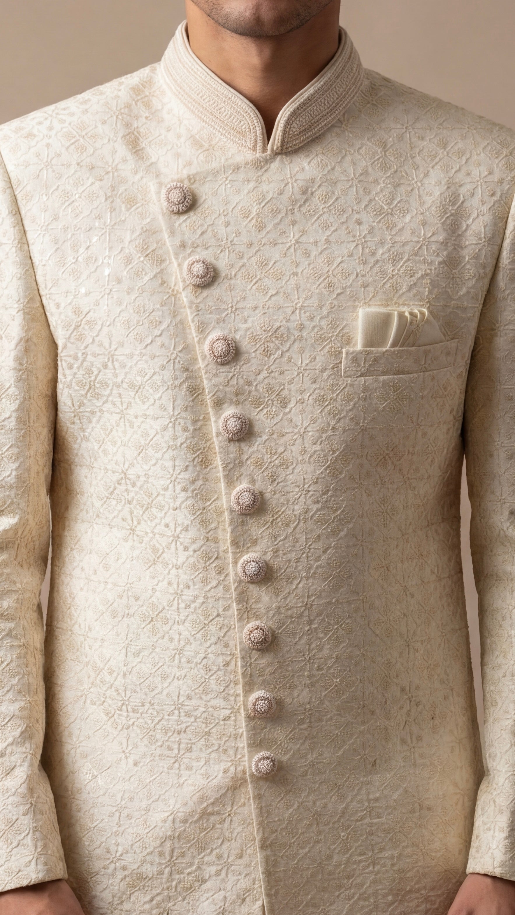 Ivory Cream Classic Sherwani Set