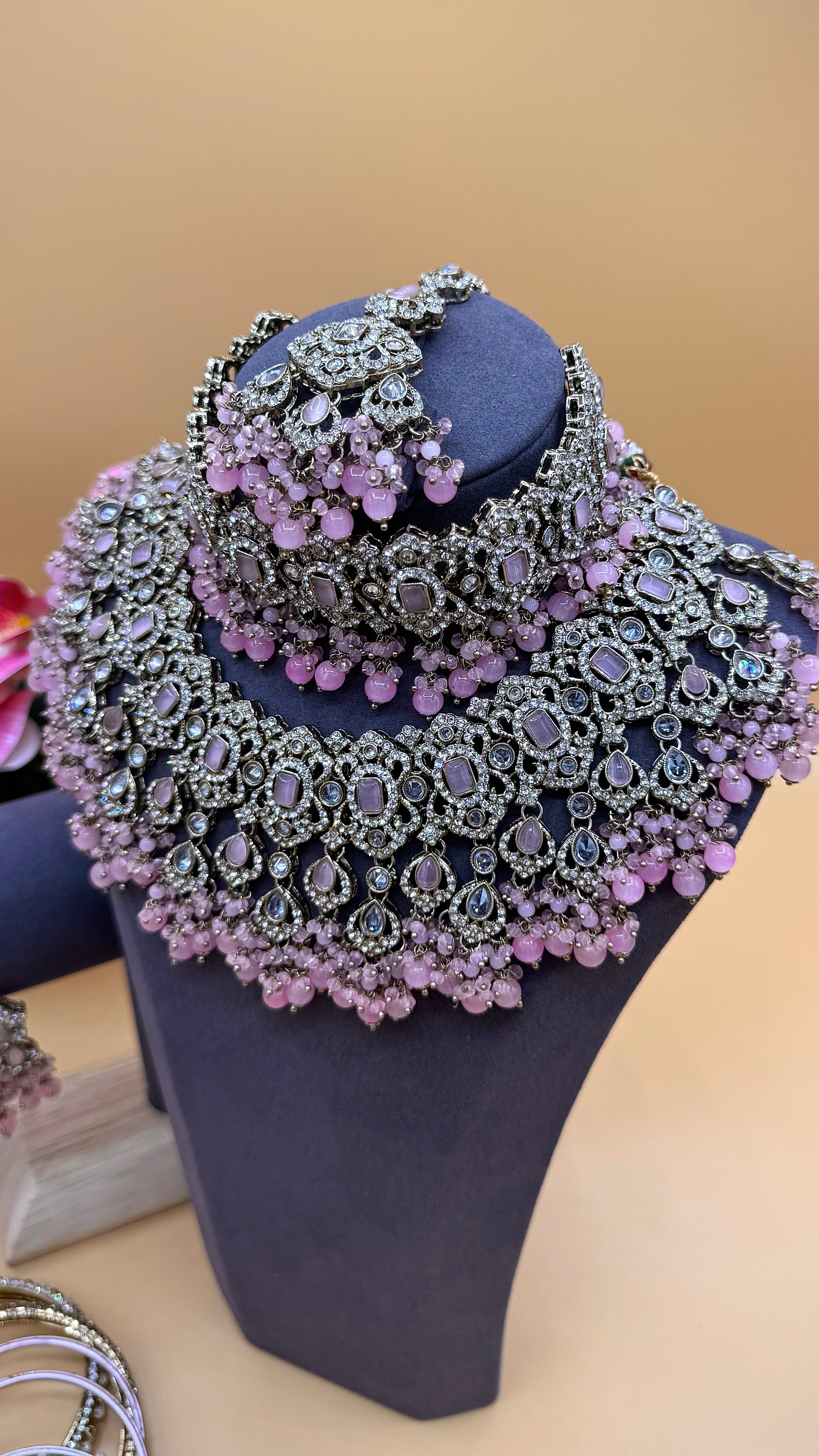 Blush Radiance Bridal necklace Set