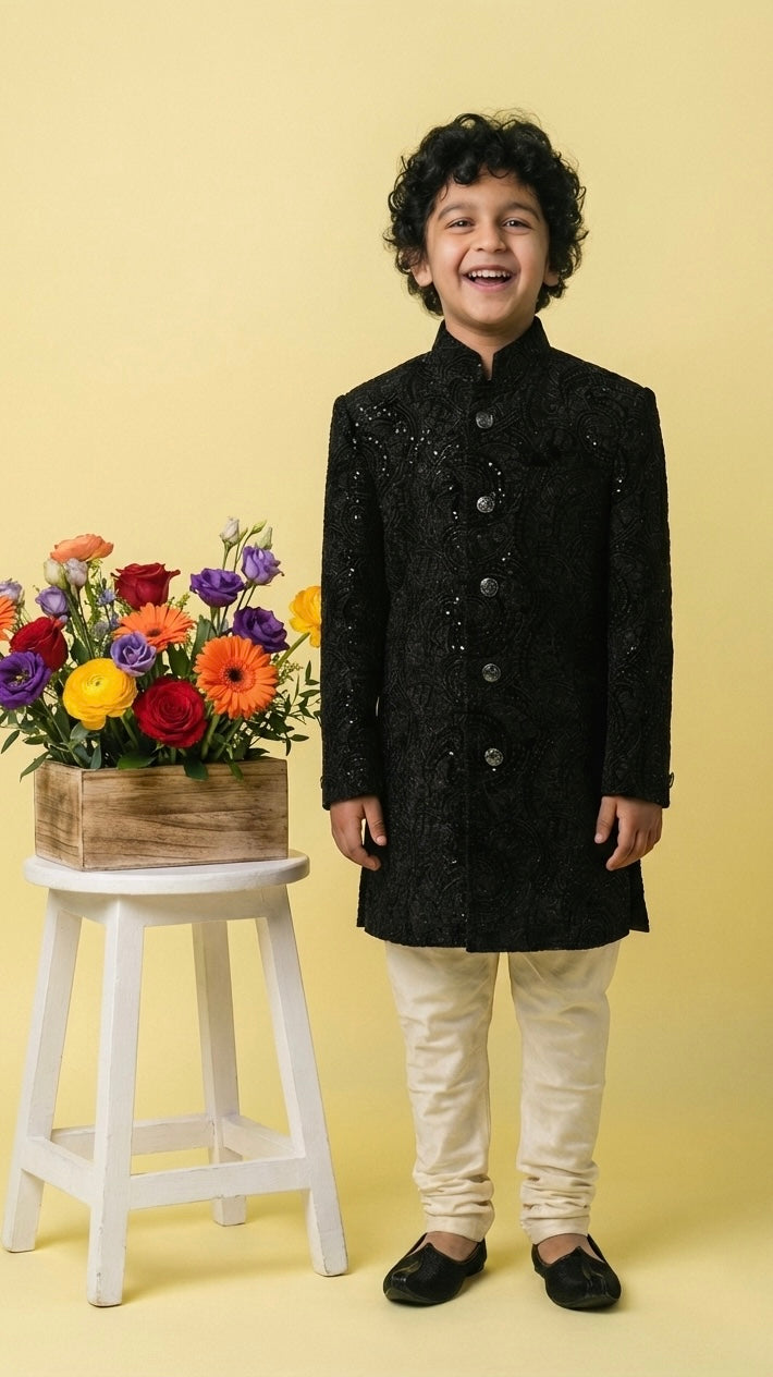 Noir Sherwani Set for Boys