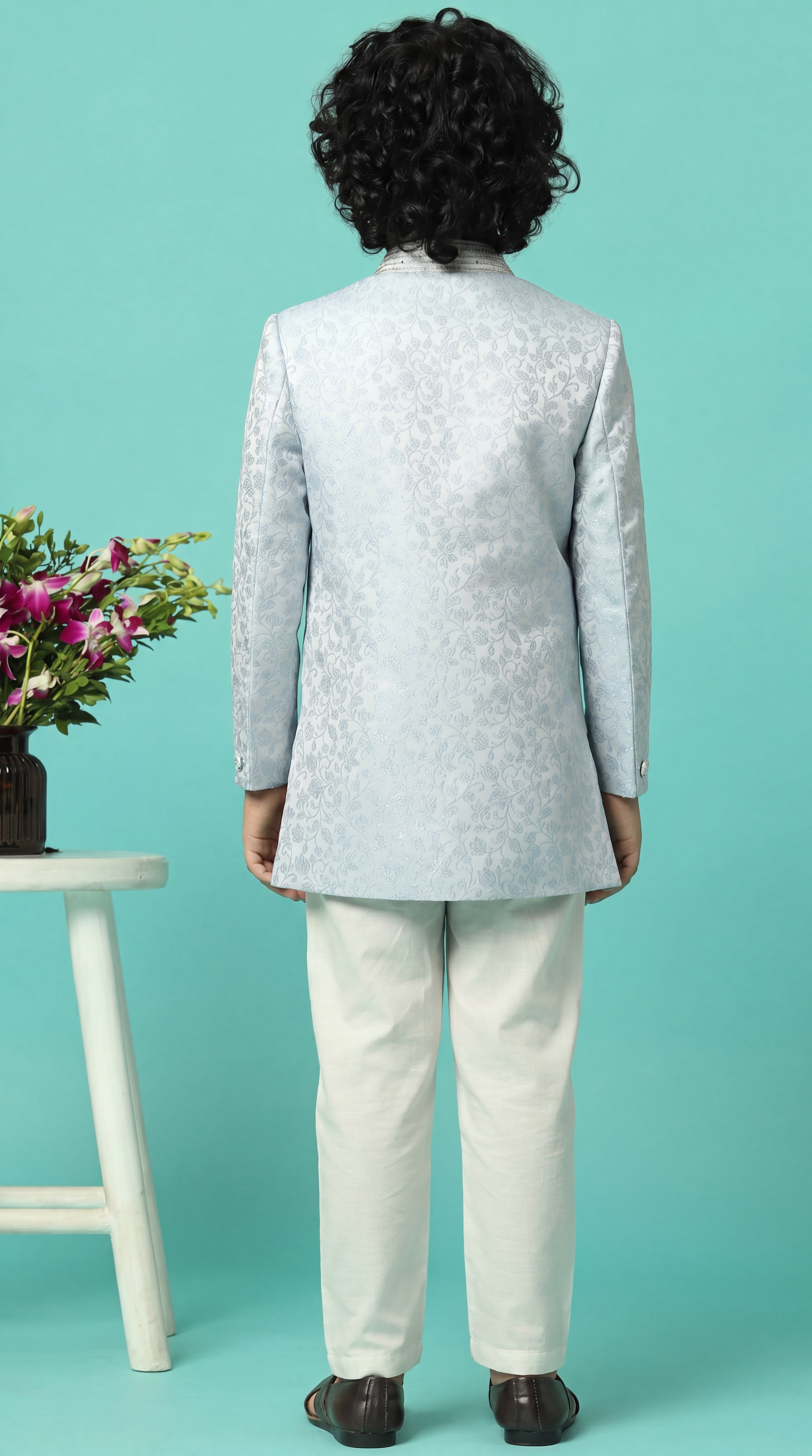 Ice Blue sherwani set for boys