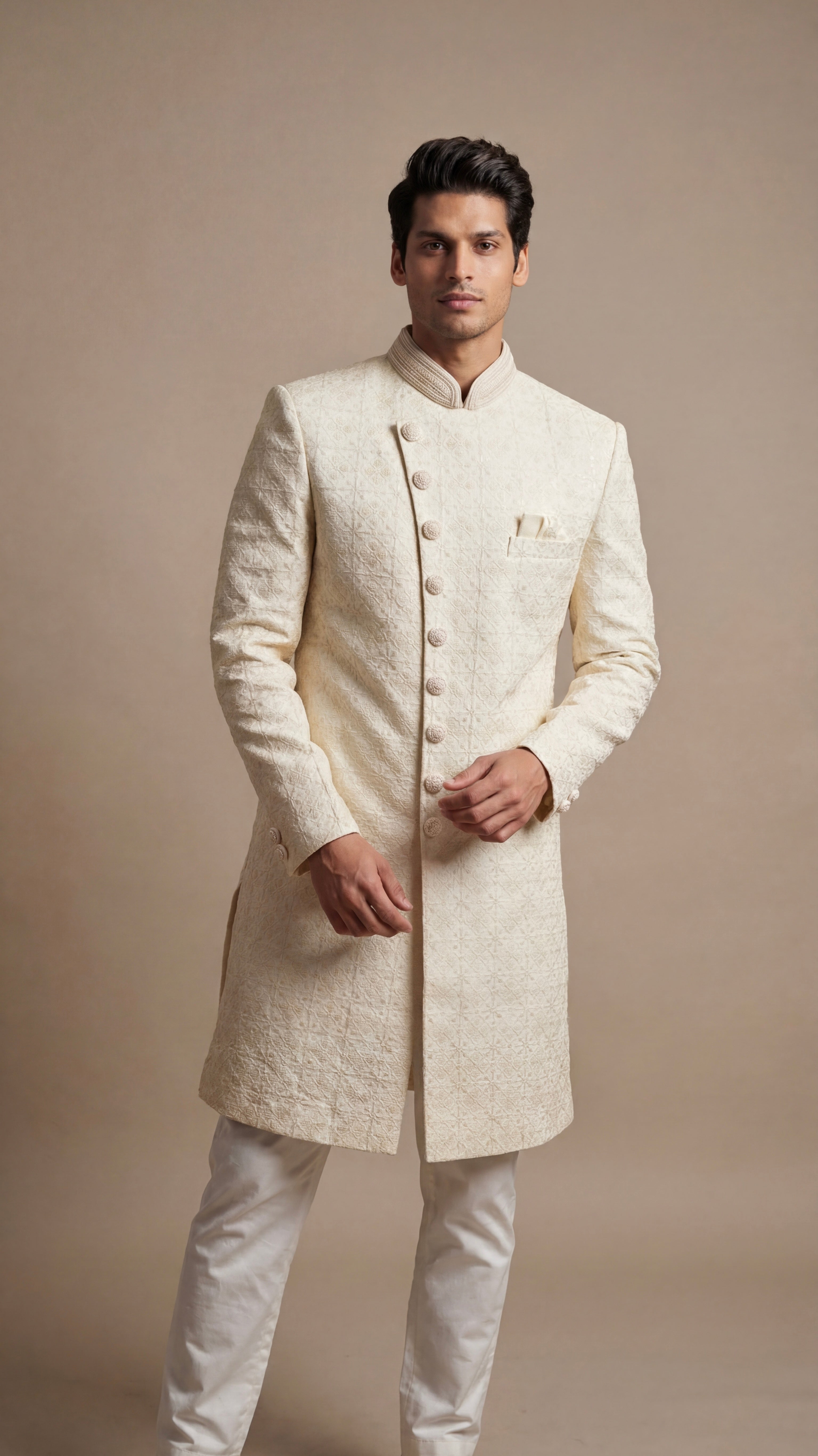 Ivory Cream Classic Sherwani Set