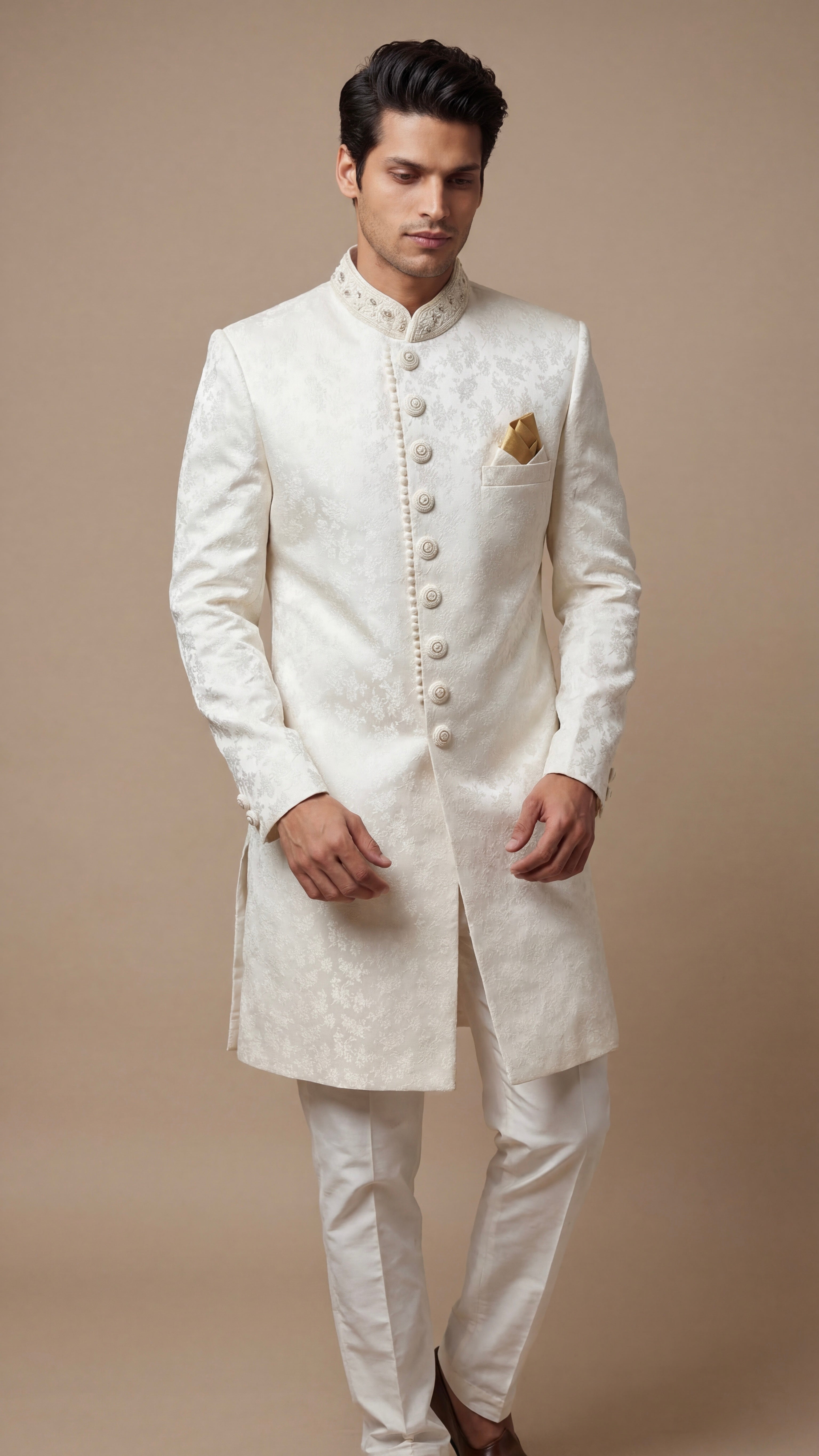 Off White Royal Sherwani Set