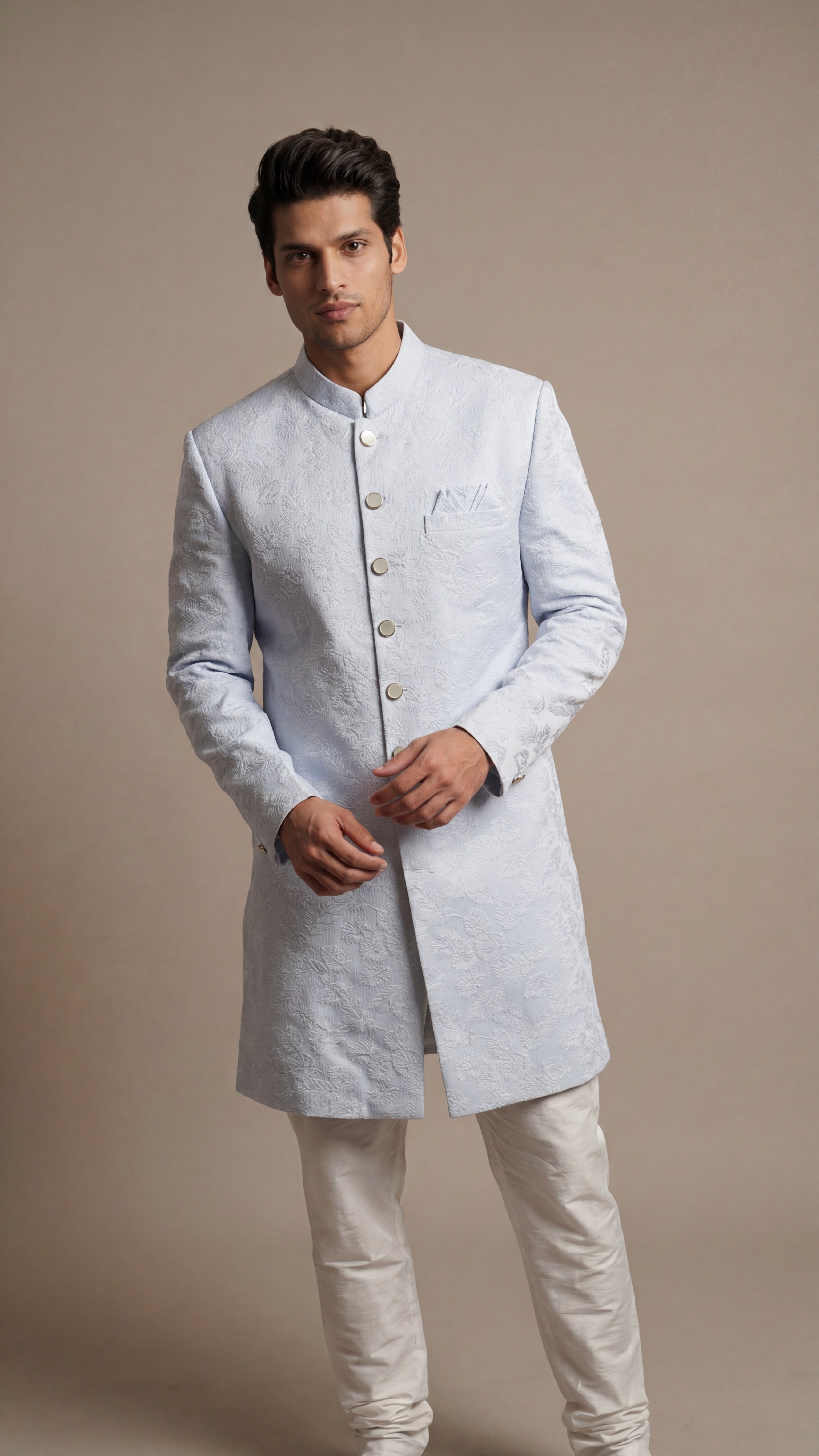 Ice Silver Classic Sherwani Set