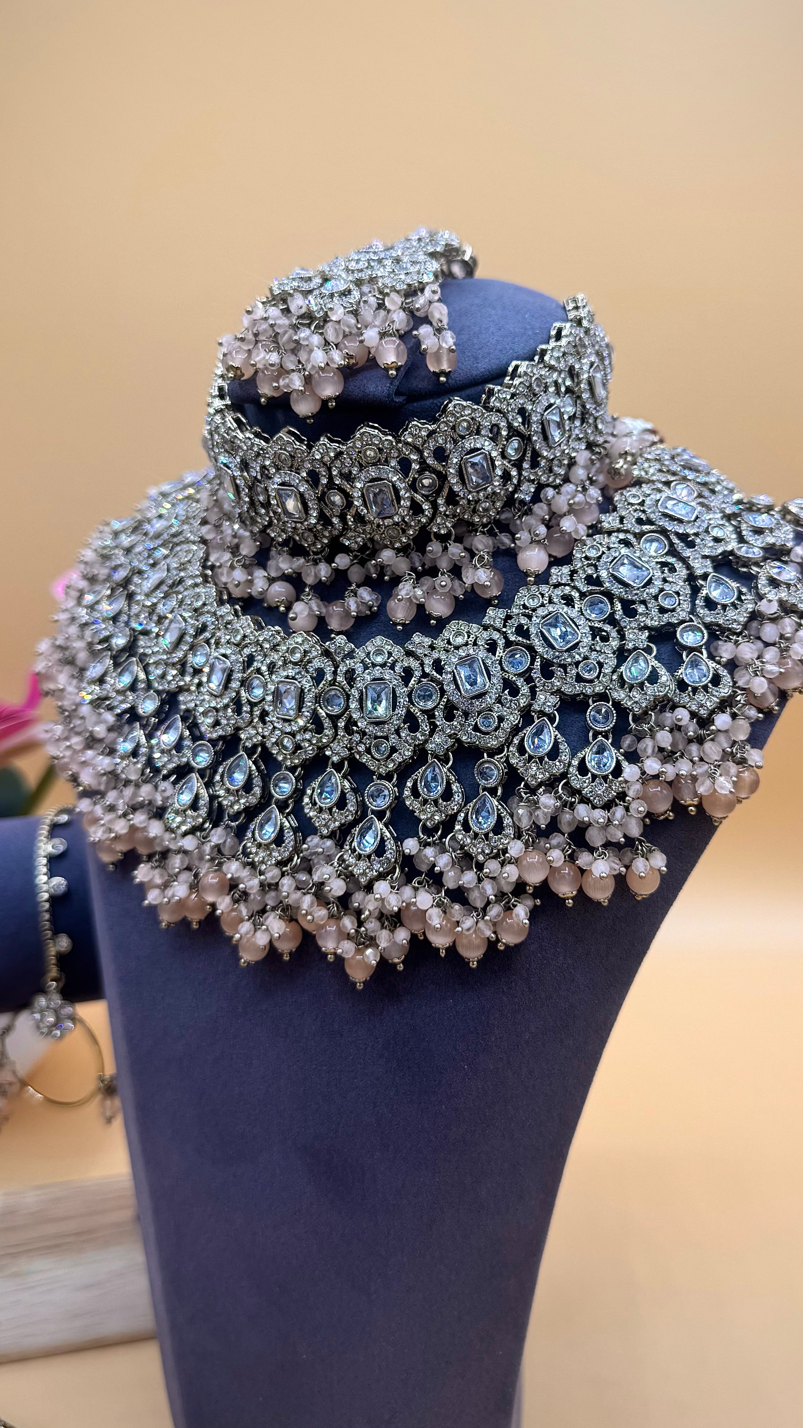 Champagne Glow bridal necklace Set