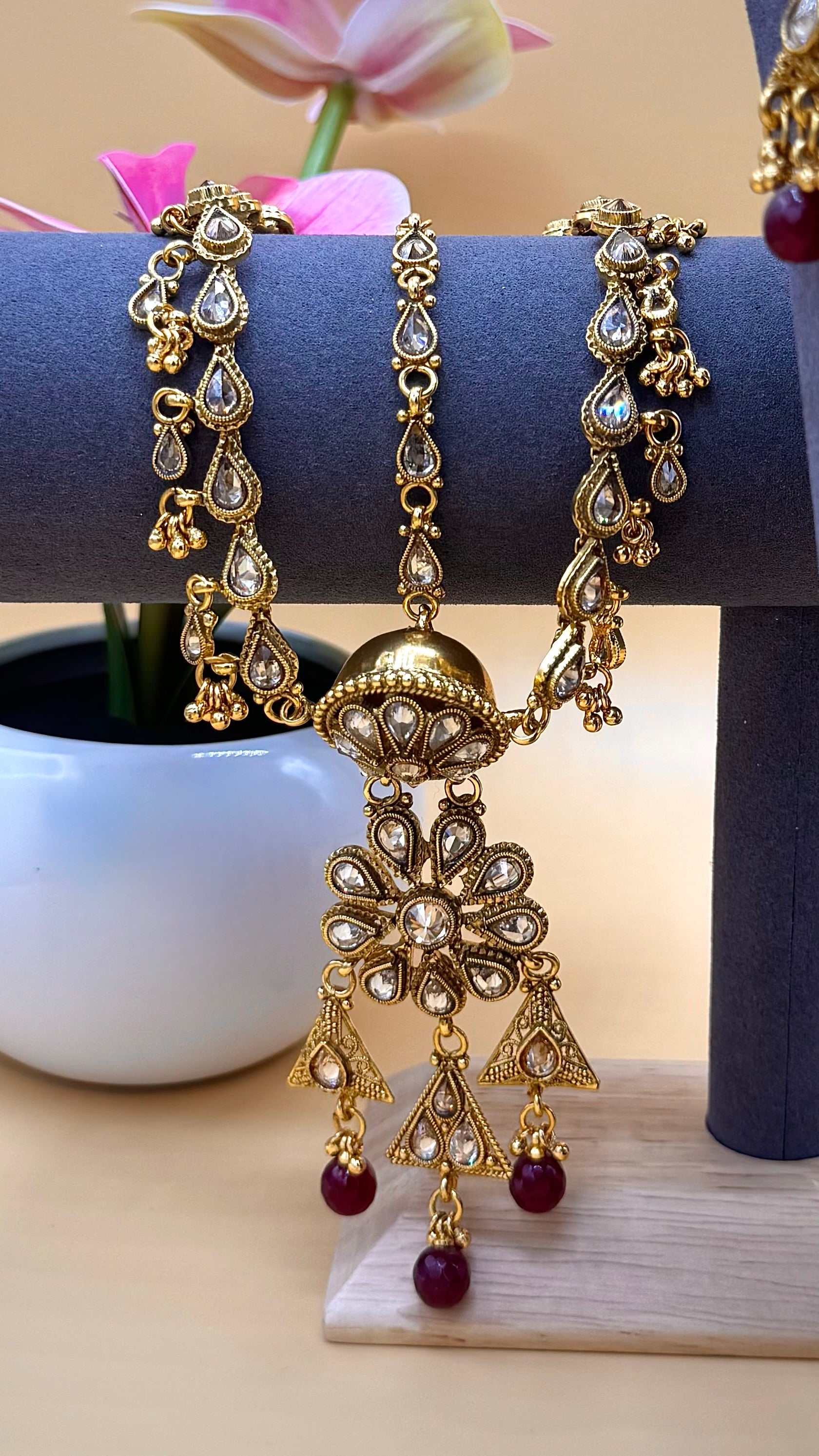 Zarina Bridal Ruby Gold Choker Set