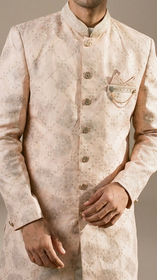 Champagne Gold Heritage Sherwani Set