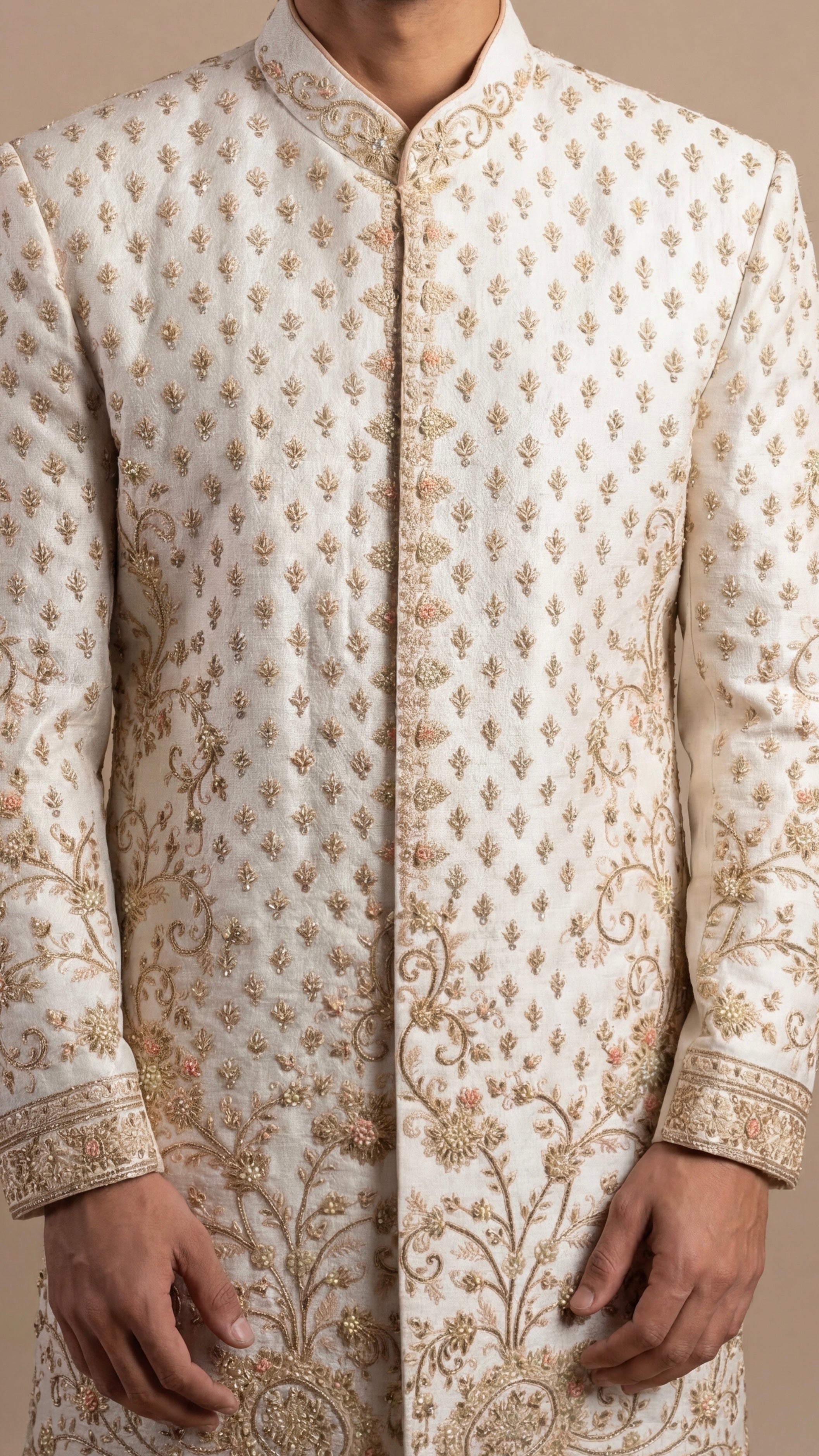 Royal Ivory Gold Sherwani Set