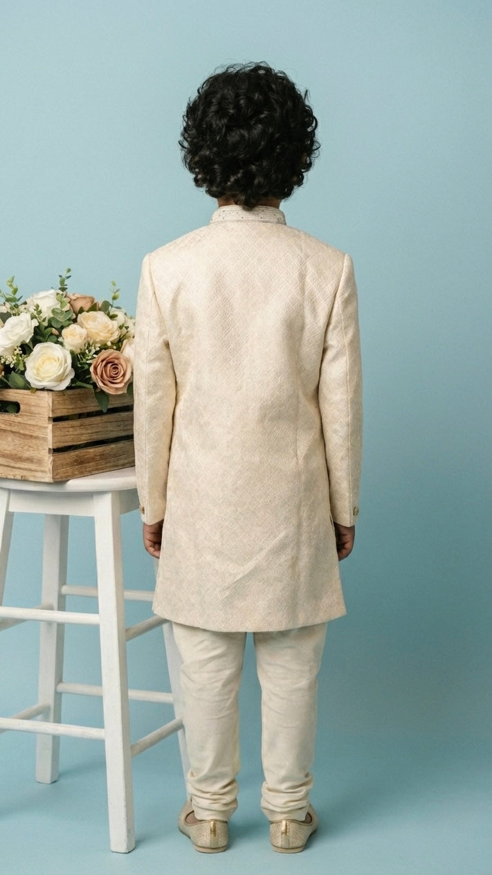 Majestic Gold Sherwani Set for Boys