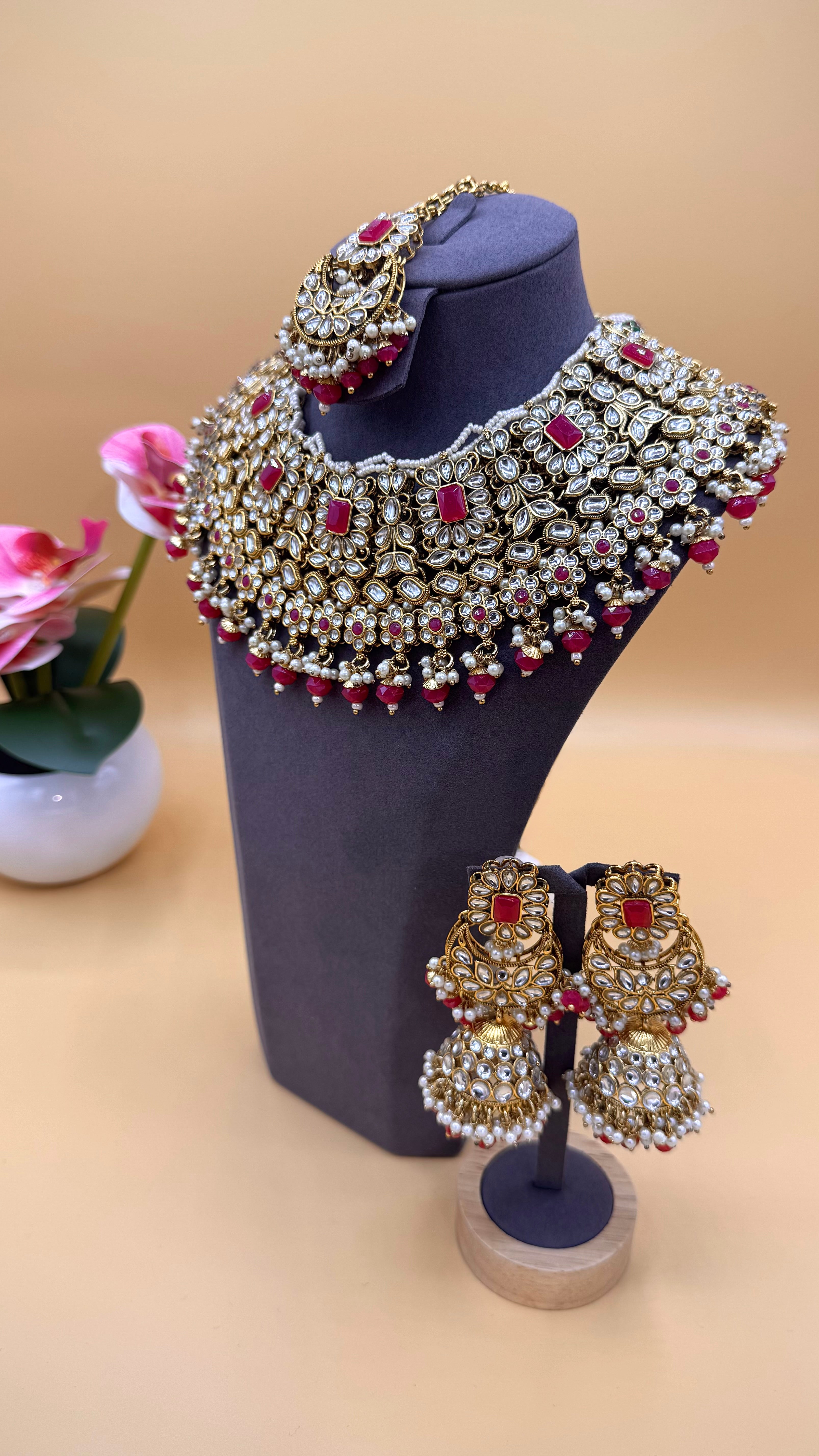 Ruby Maharani Necklace Set
