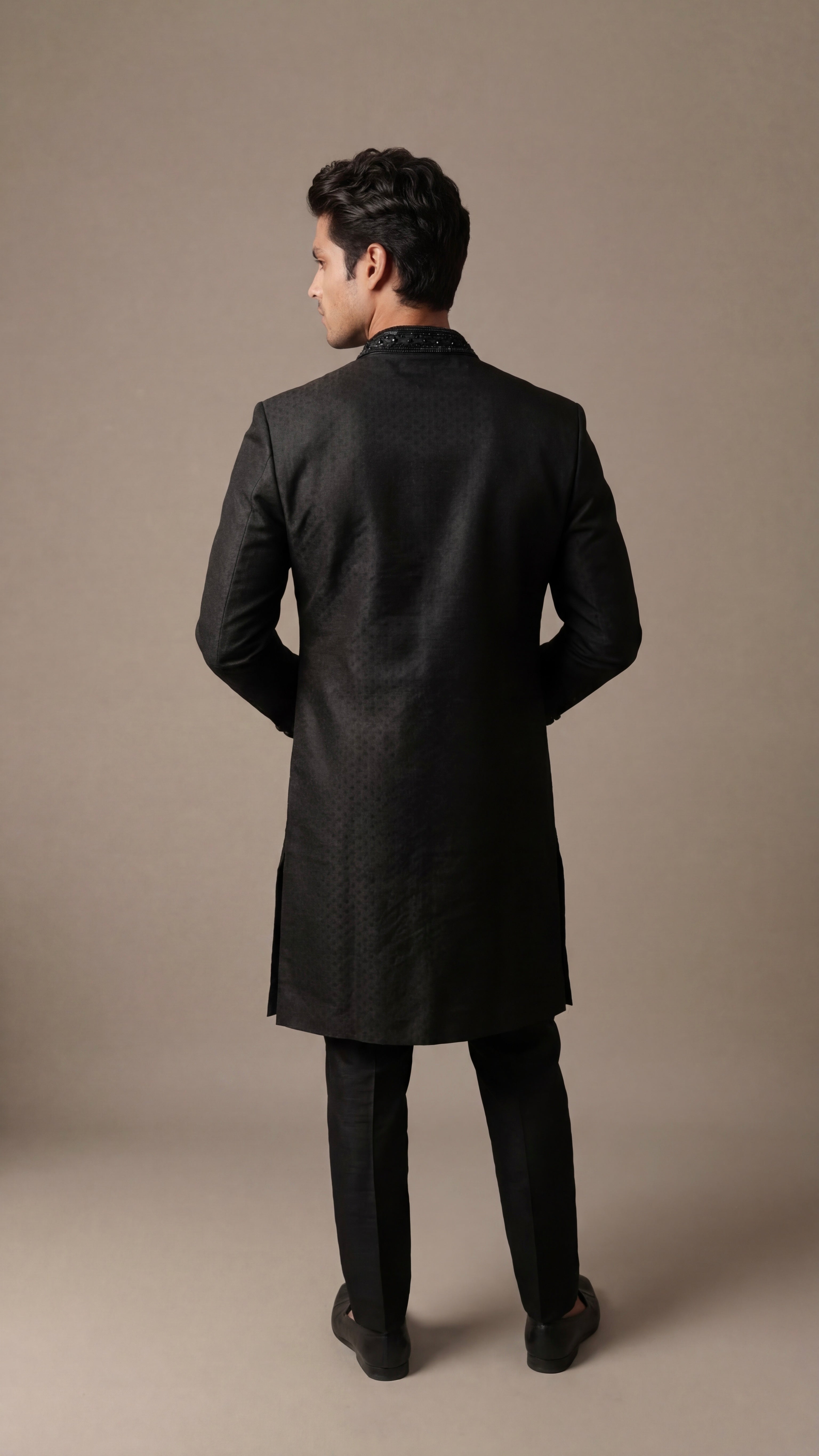 Jet Black Royal Sherwani Set