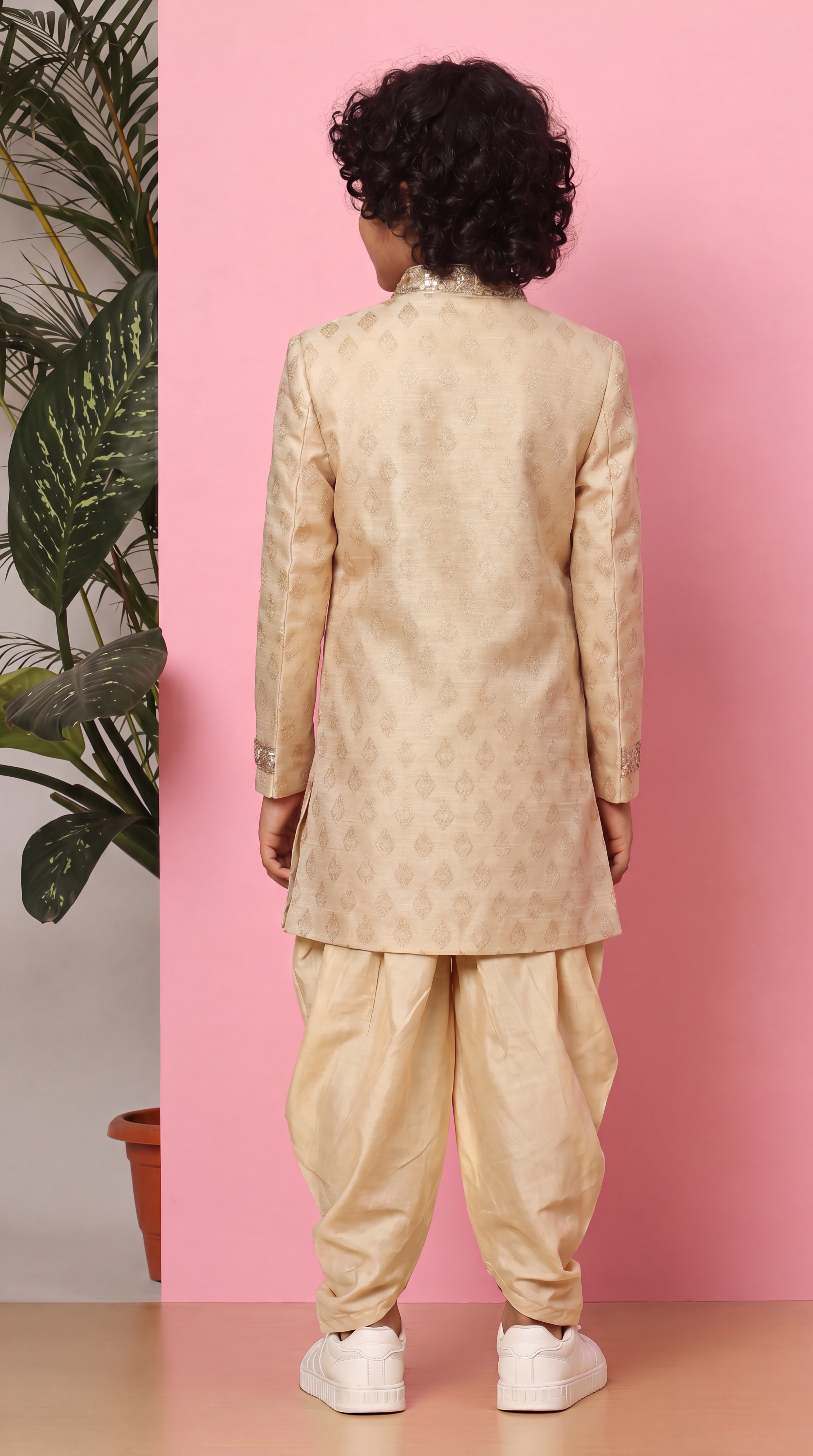 Gold sherwani set for boys