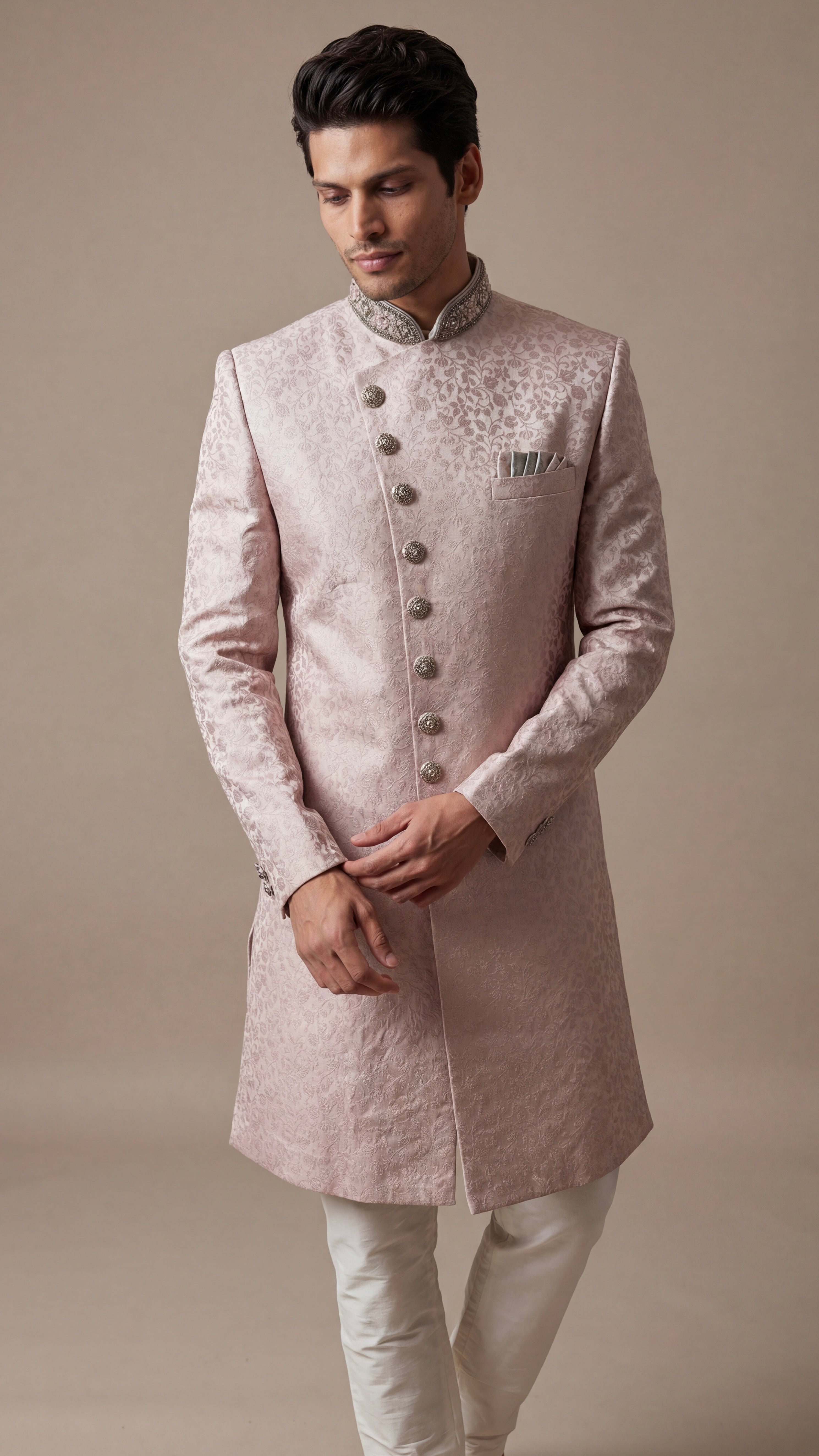 Pearl Grey Imperial Sherwani Set