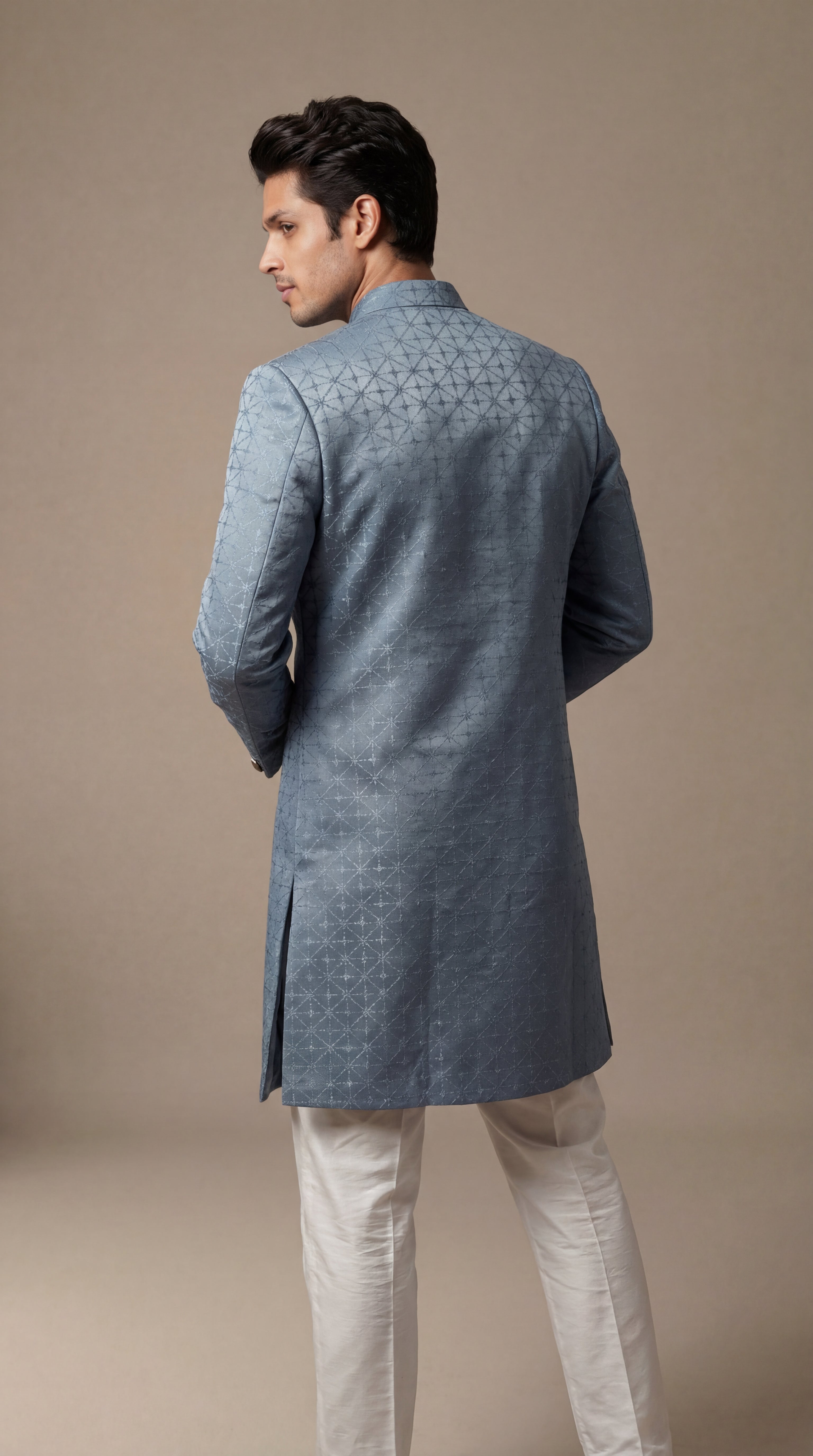 Steel Blue Regal Sherwani Set