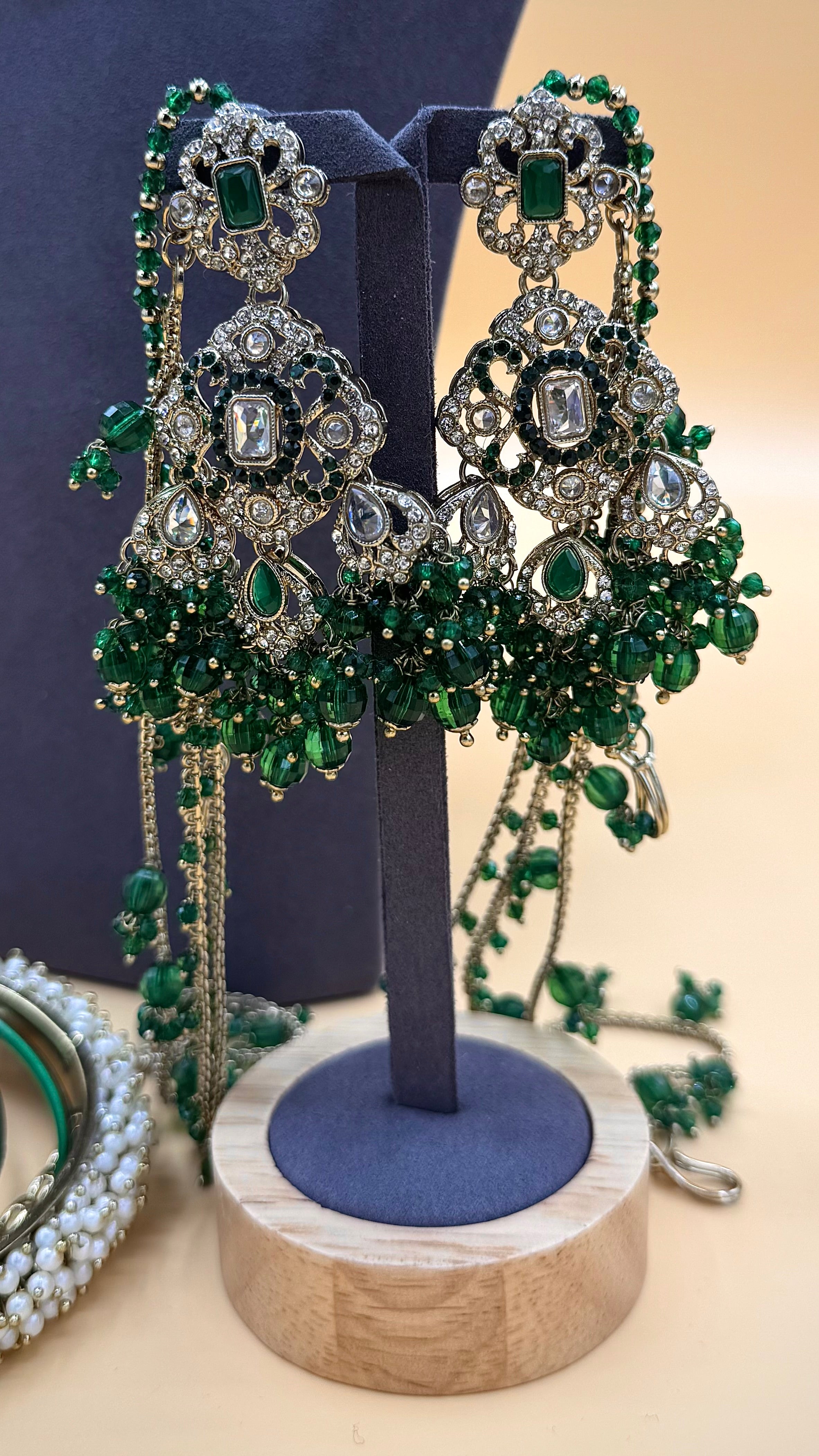 Emerald green Noor Bridal necklace Set
