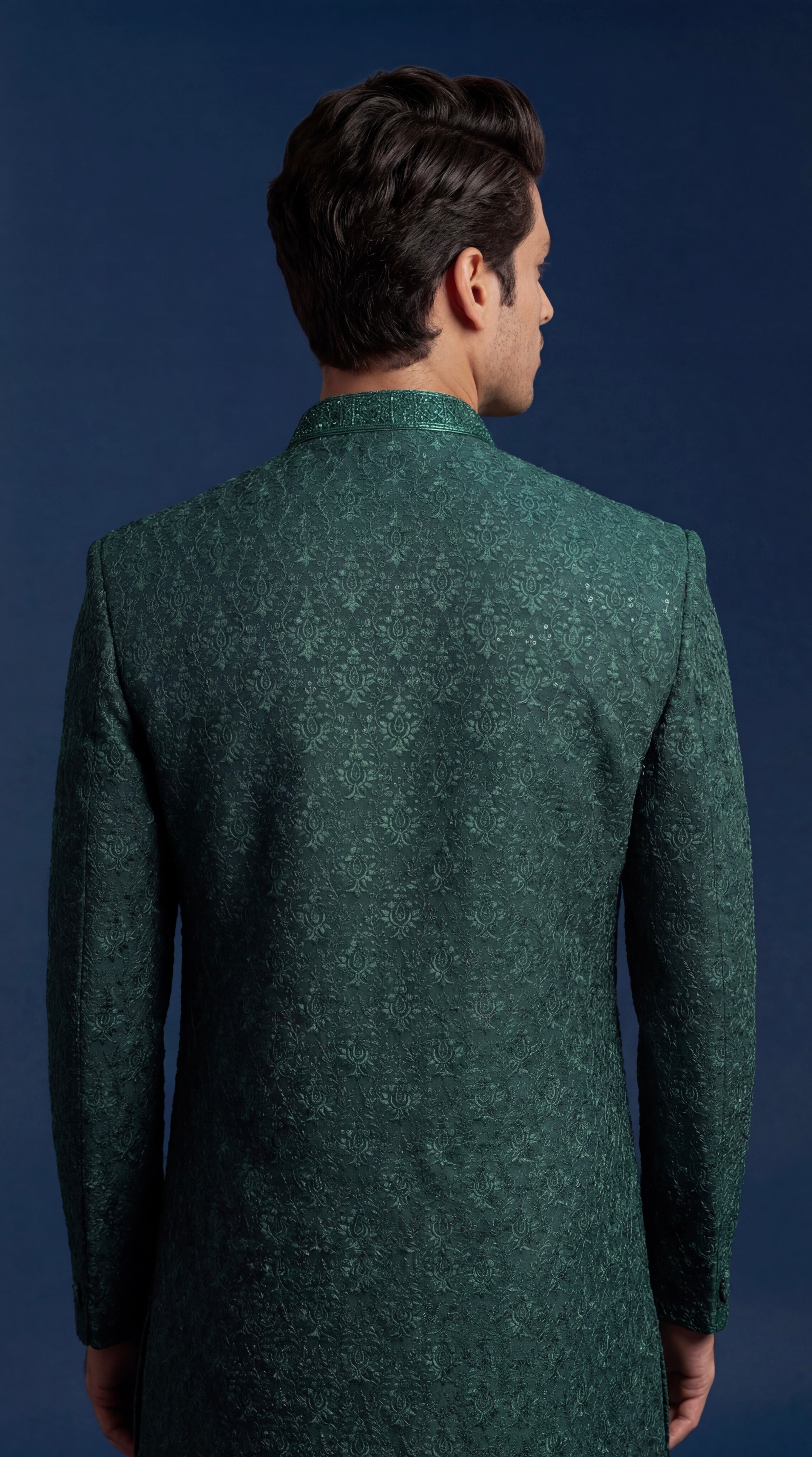 Forest Green Sherwani Set For Men