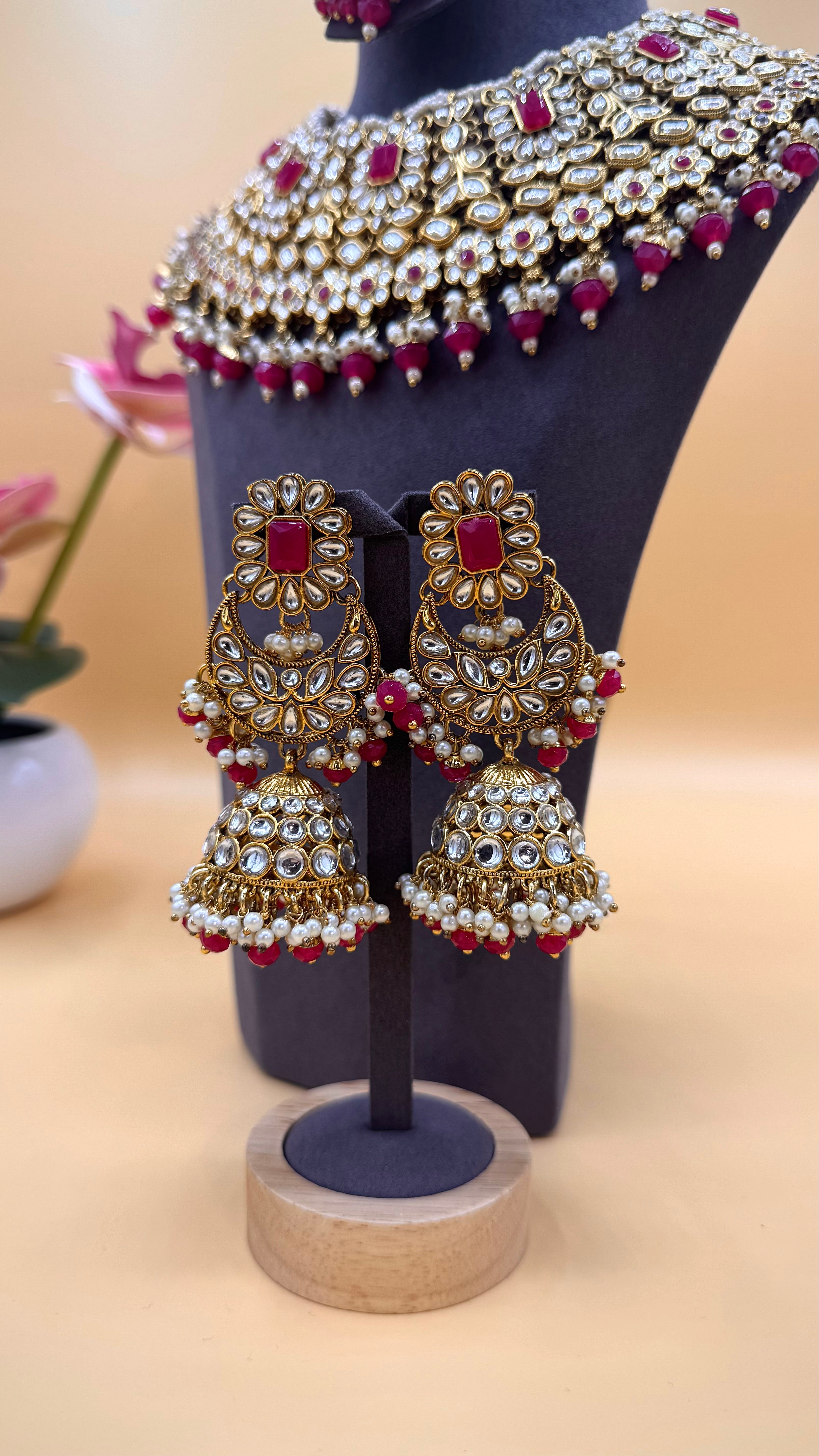 Ruby Maharani Necklace Set