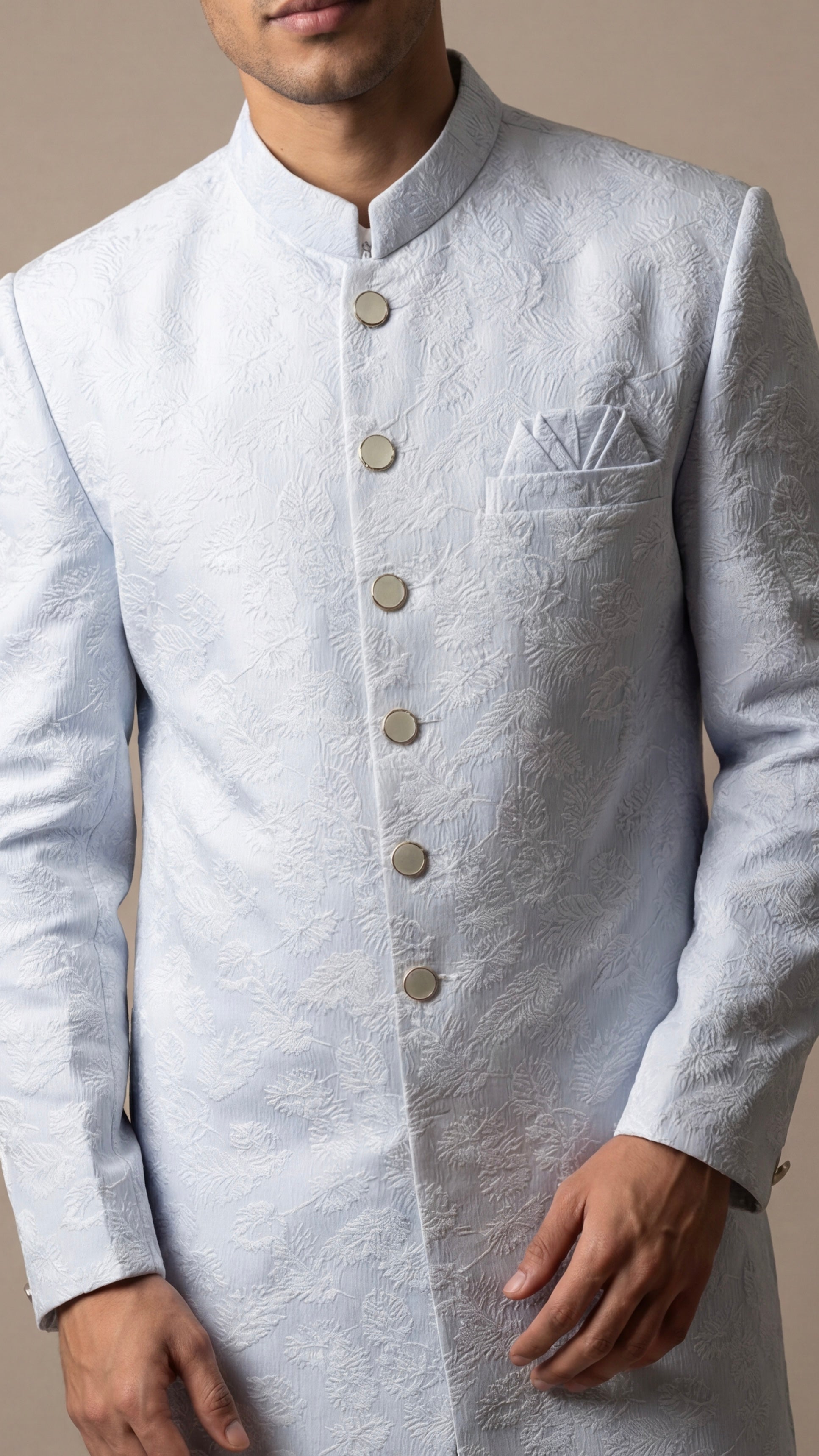 Ice Silver Classic Sherwani Set