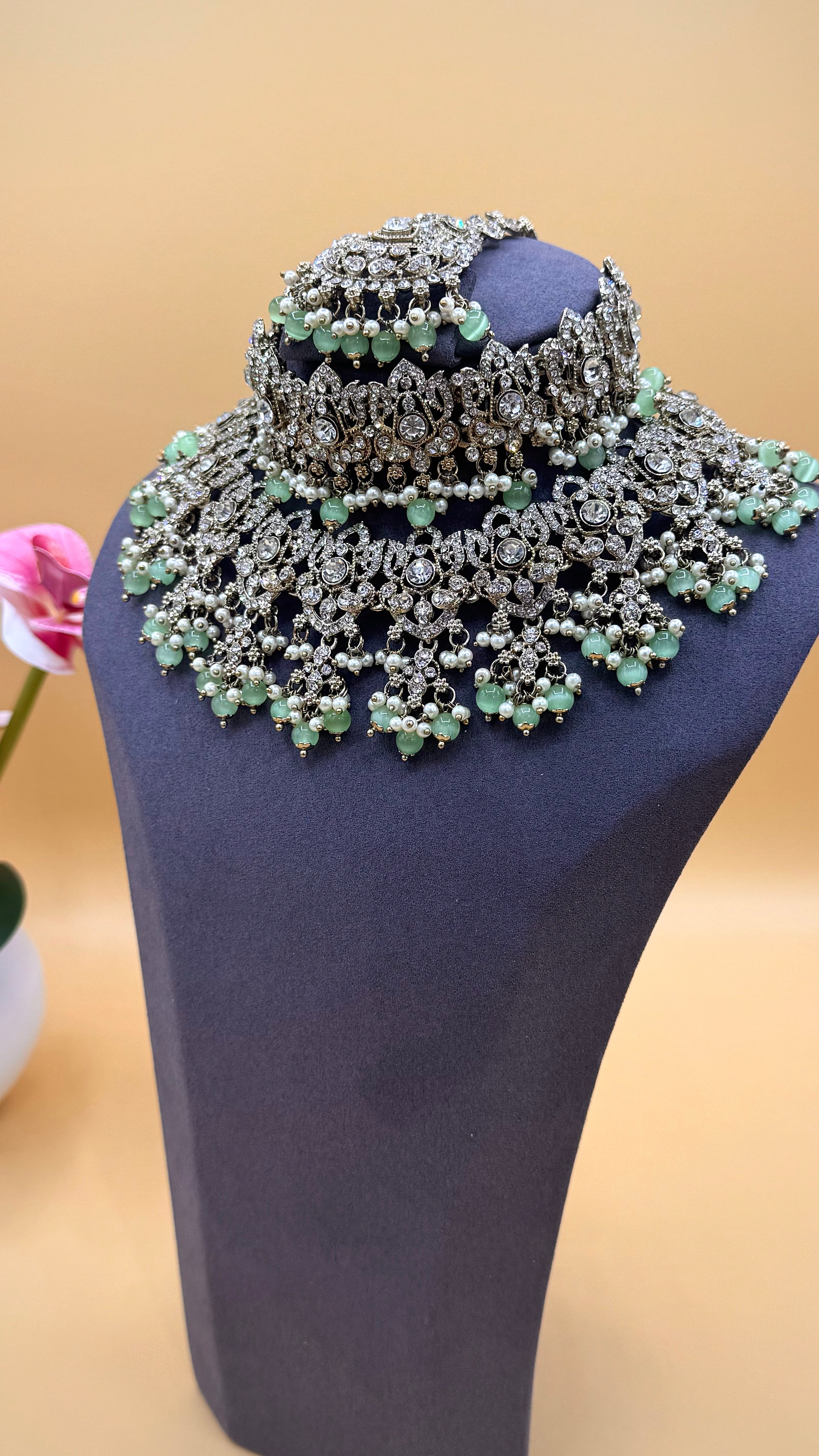 Mint Zahara bridal Necklace Set