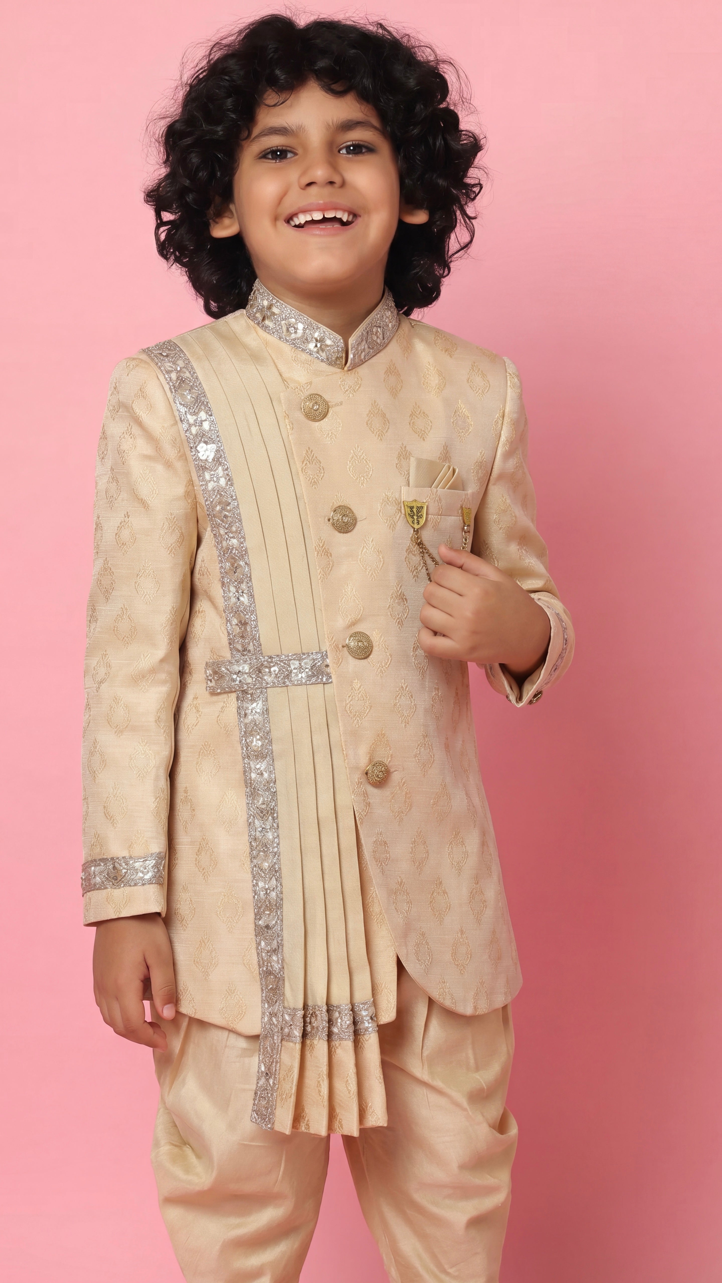 Gold sherwani set for boys