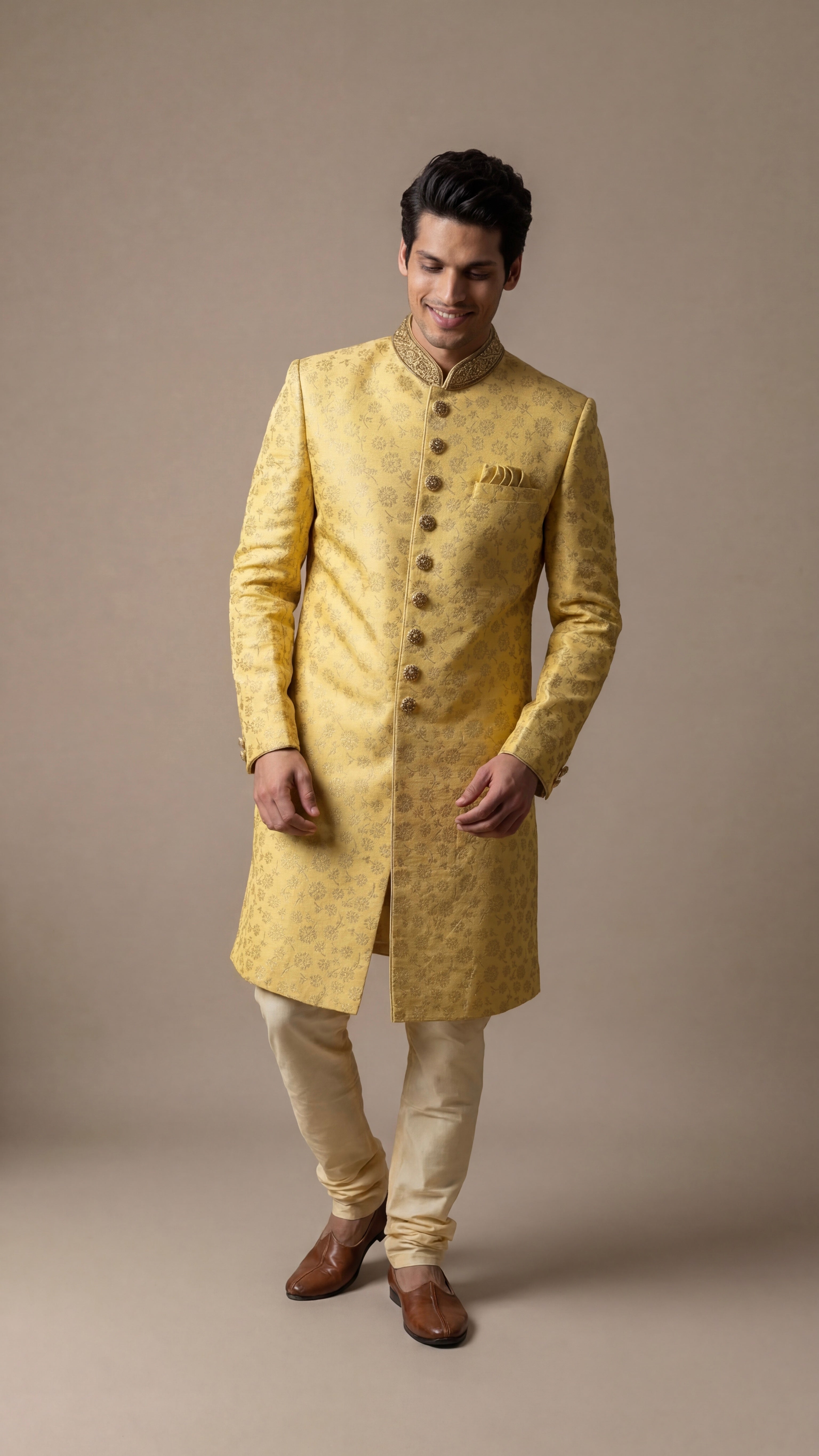 Royal Mustard Gold Sherwani Set