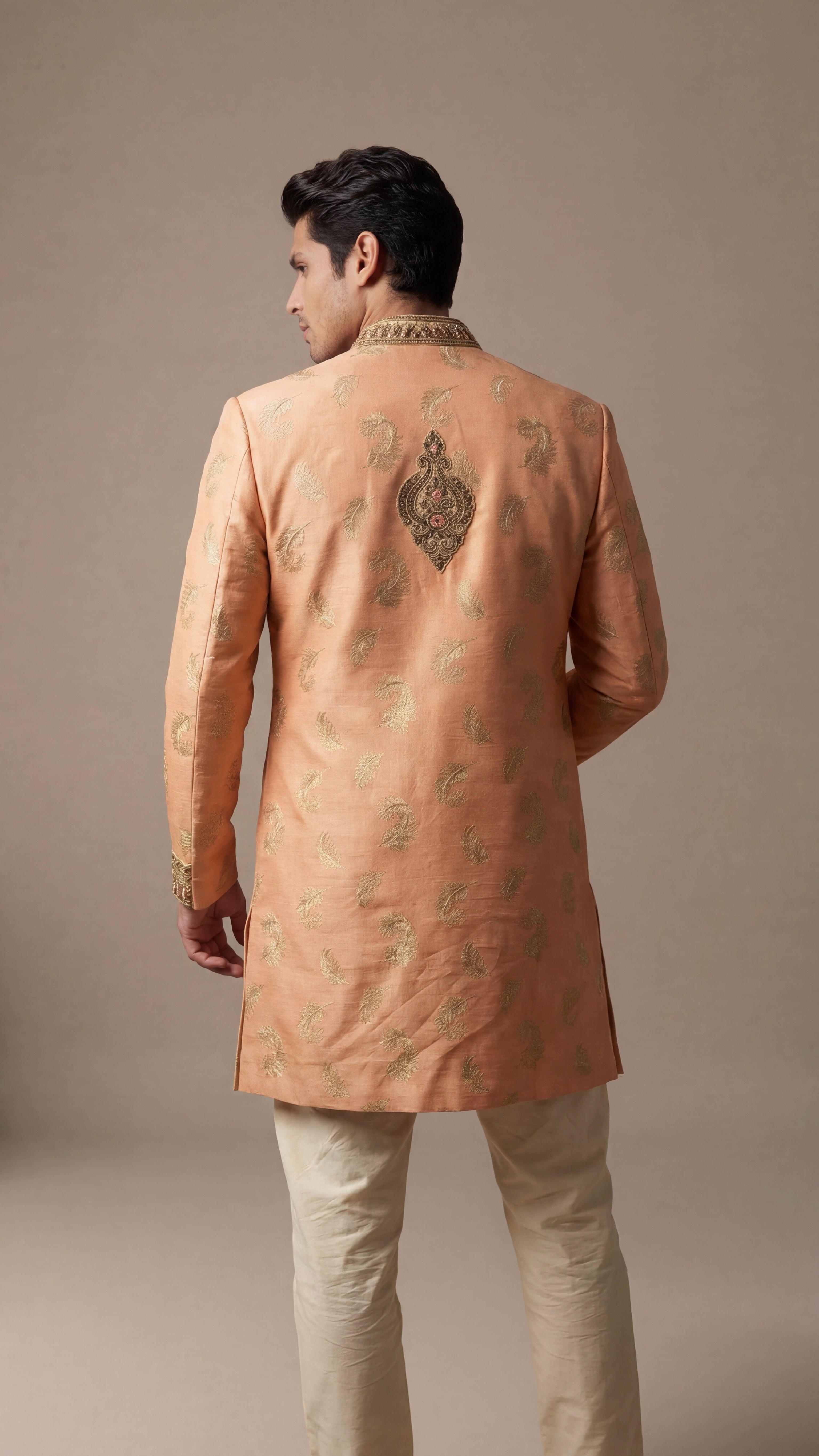 Sunset Peach Regal Sherwani Set