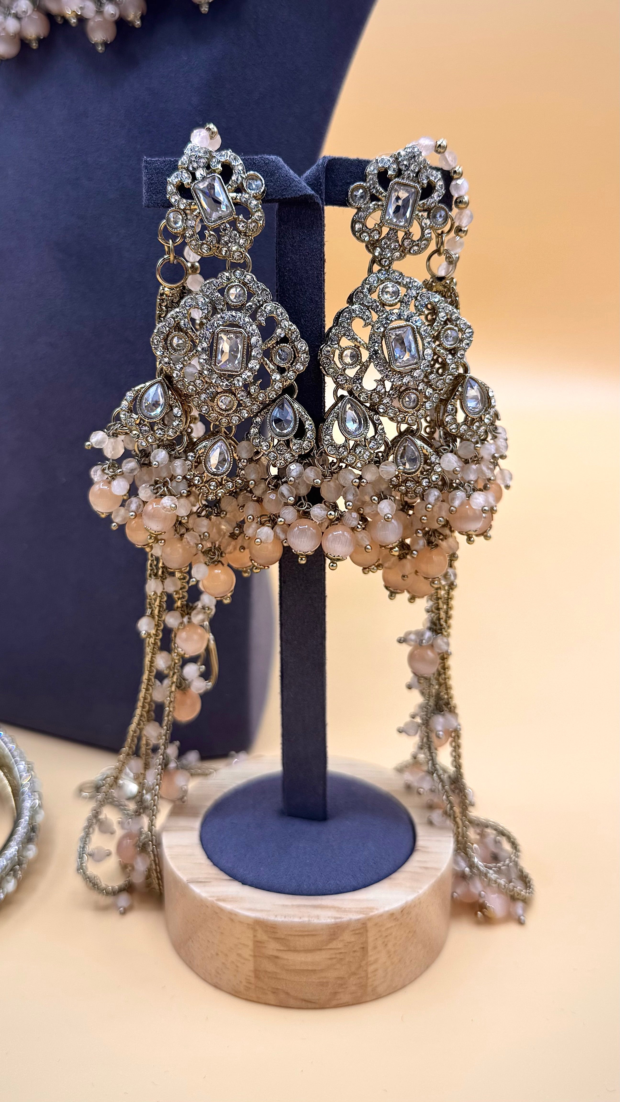 Champagne Glow bridal necklace Set