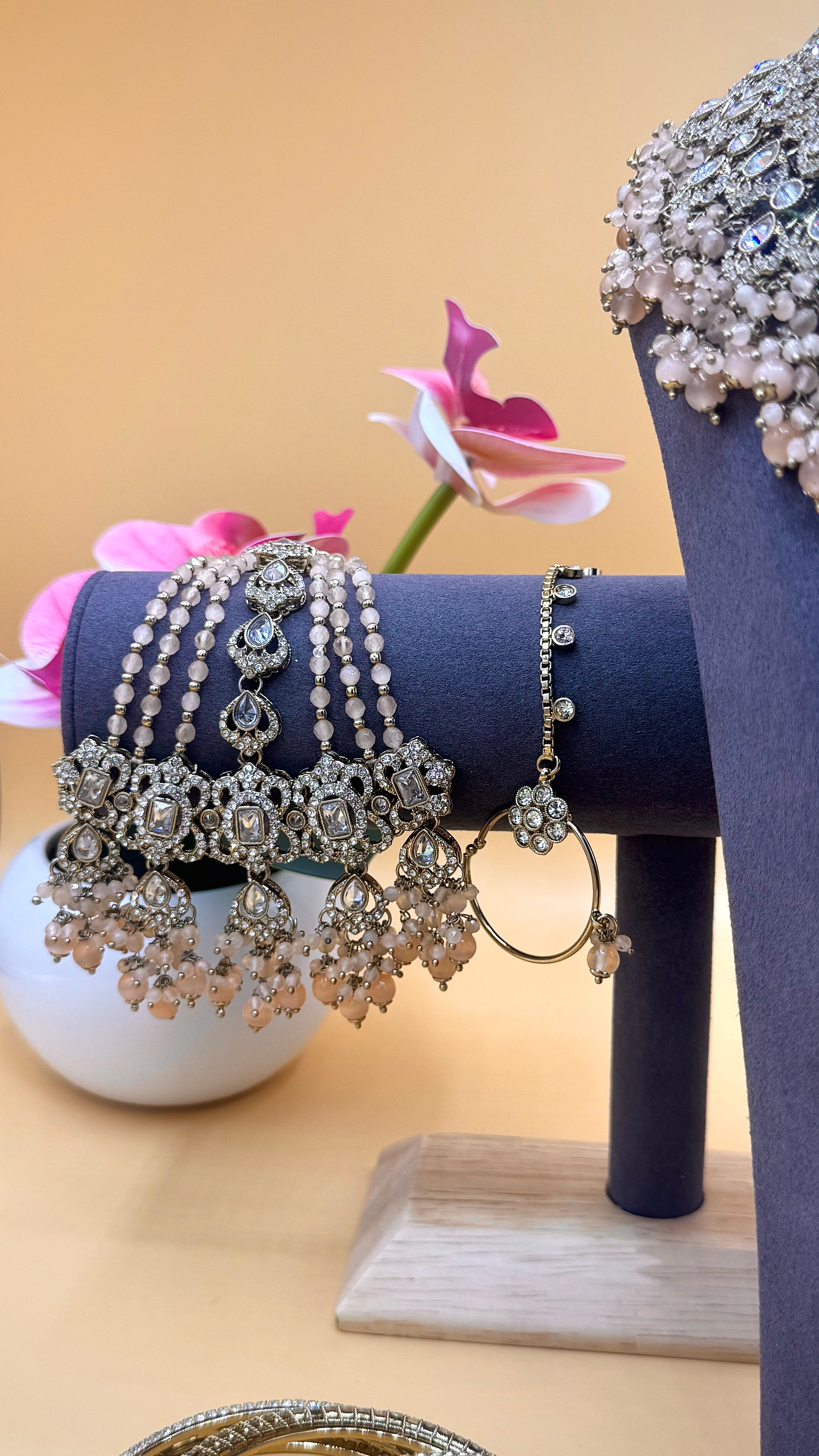 Champagne Glow bridal necklace Set