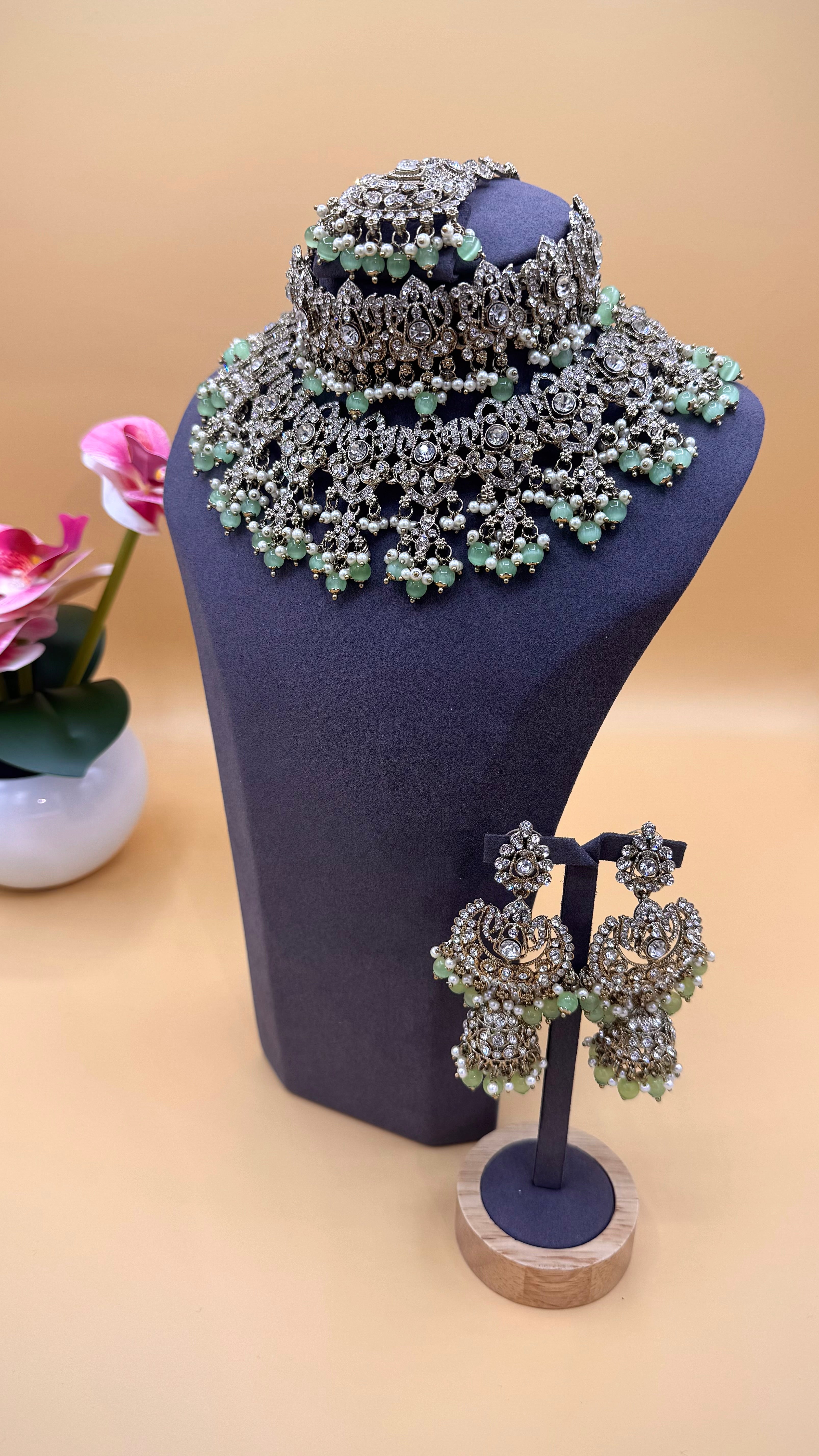 Mint Zahara bridal Necklace Set